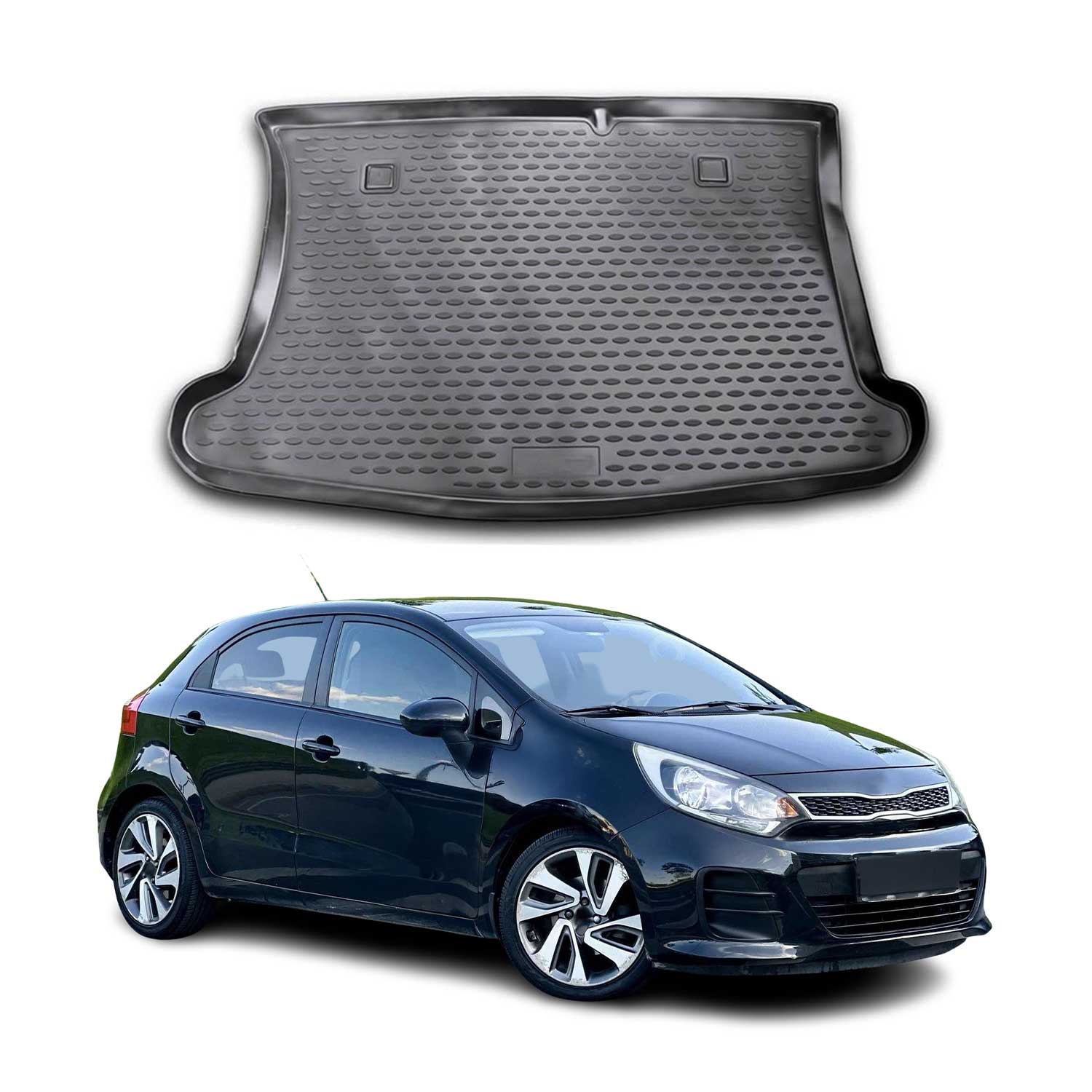 Tapis de Coffre pour Kia Rio III Hatchback 2011-2017 TPE Noir