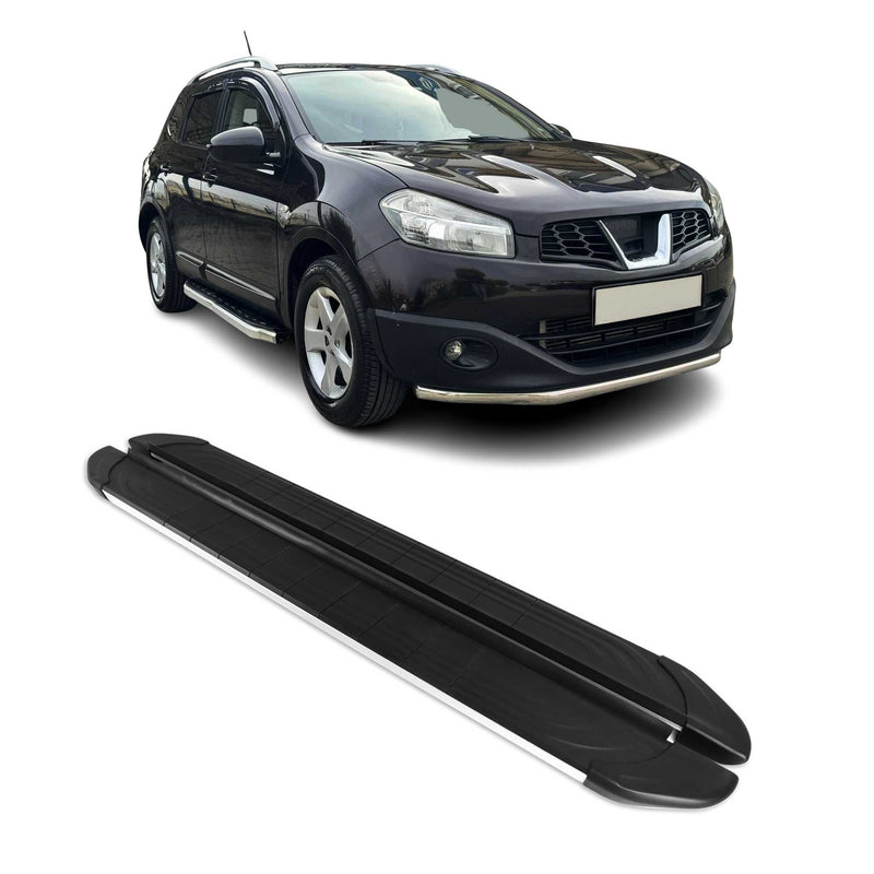 Marchepieds Latéraux pour Nissan Qashqai J10 2006-2014 Alu Noir Gris