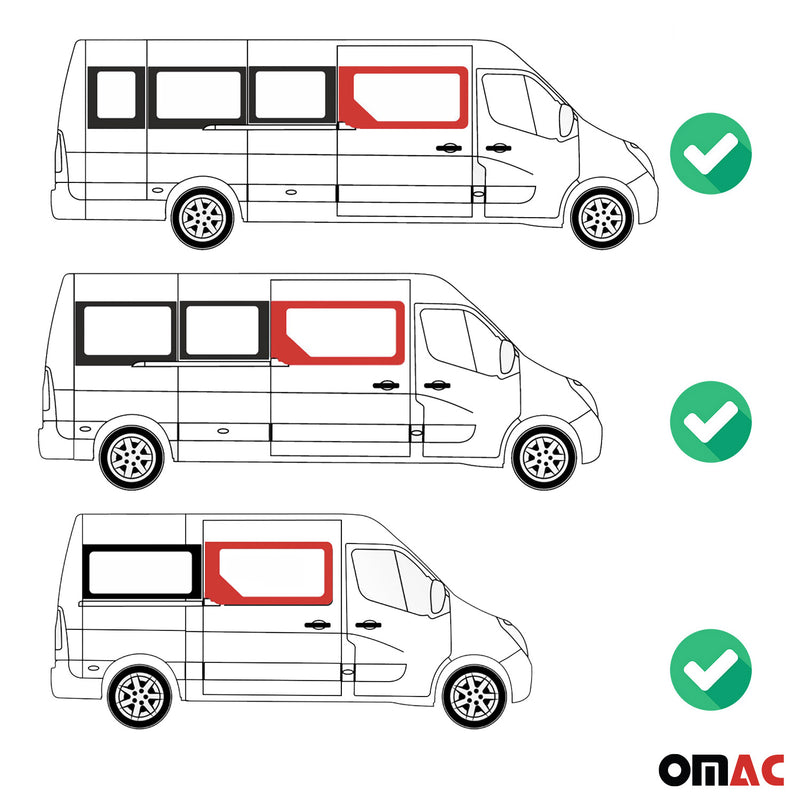 Vitre de Porte pour Opel Movano 2010-2023 Droit Porte coulissante L2 L3 L4 H2