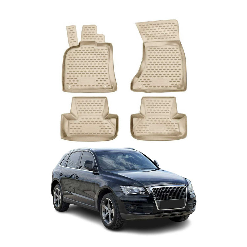 OMAC 3D Tapis de sol pour Audi Q5 8RB 2008-2017 caoutchouc TPE Beige 4Pcs