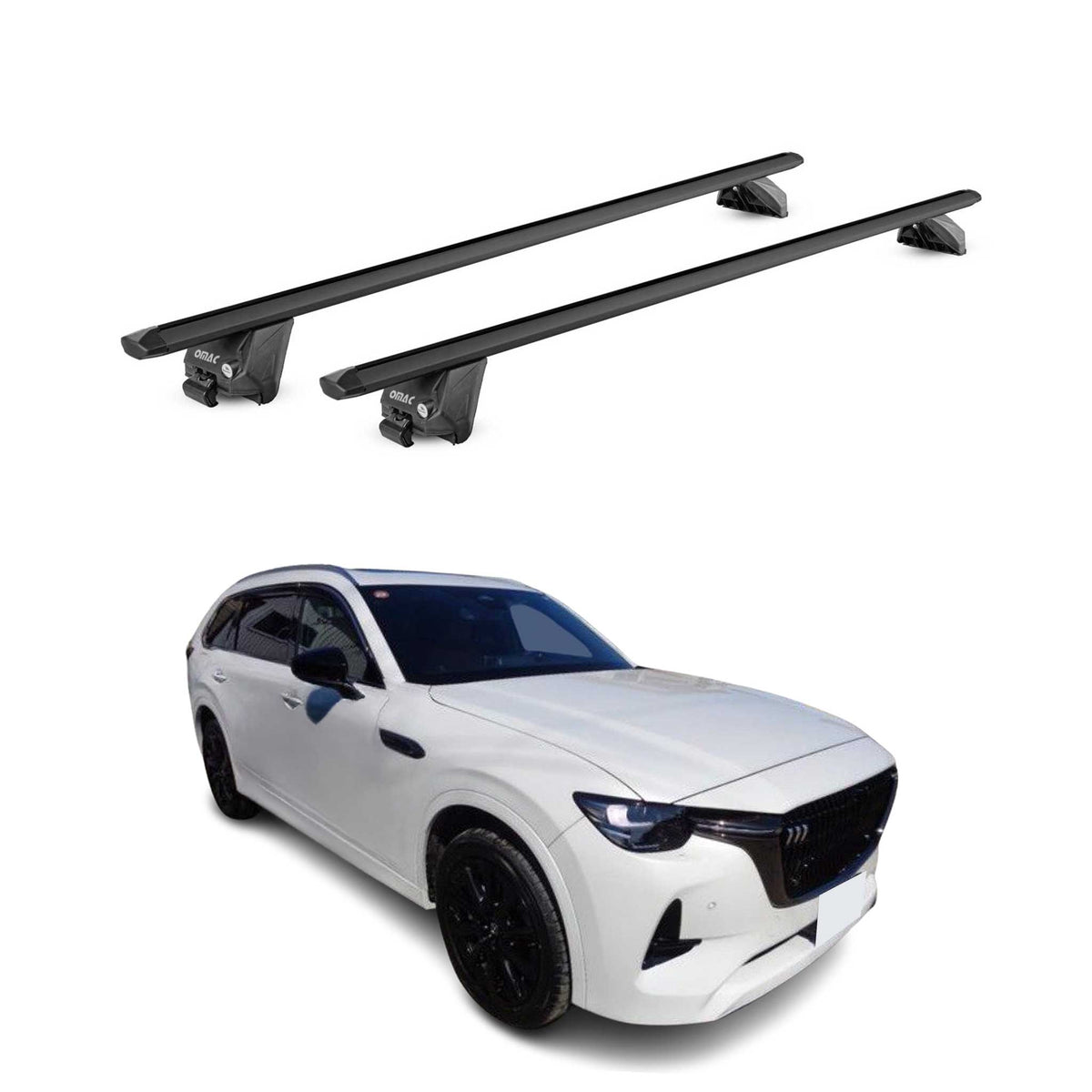 Barres de toit transversales pour Mazda CX-80 2024-2026 Noir Aluminium 2Pcs ABE