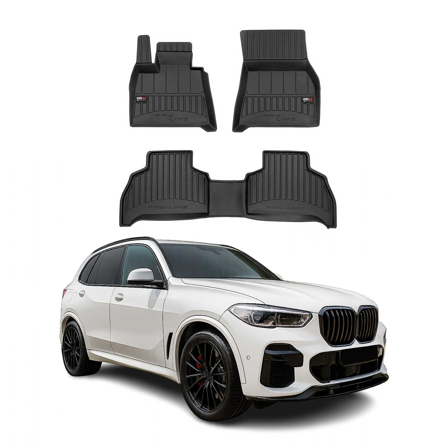 OMAC Tapis de sol caoutchouc pour BMW X5 G05 2018-2025 Noir Premium