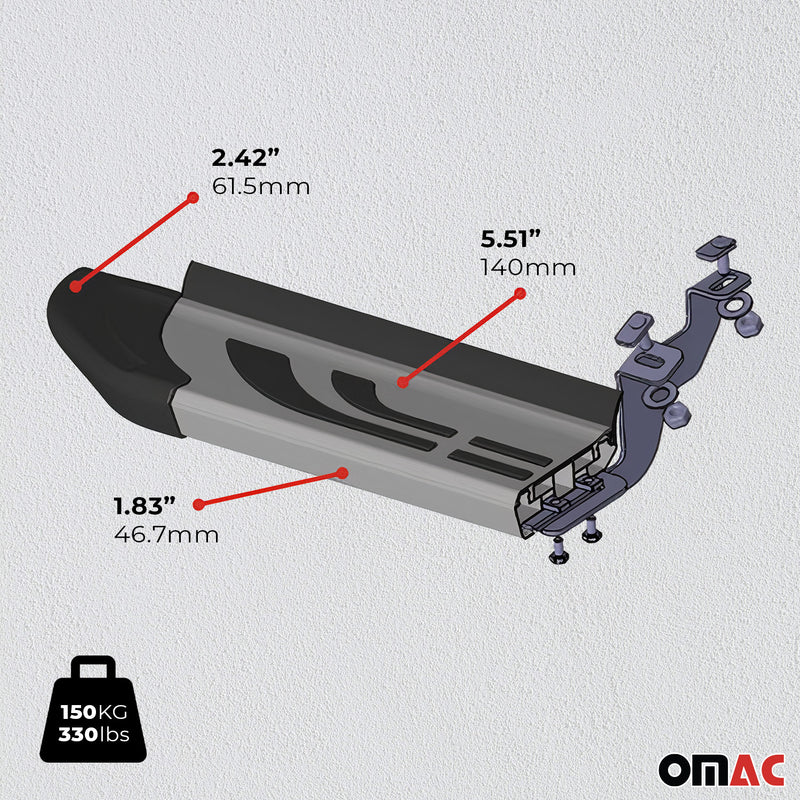 Marchepieds Latéraux pédale pour Opel Mokka 2012-2019 Aluminium Gris 2Pcs