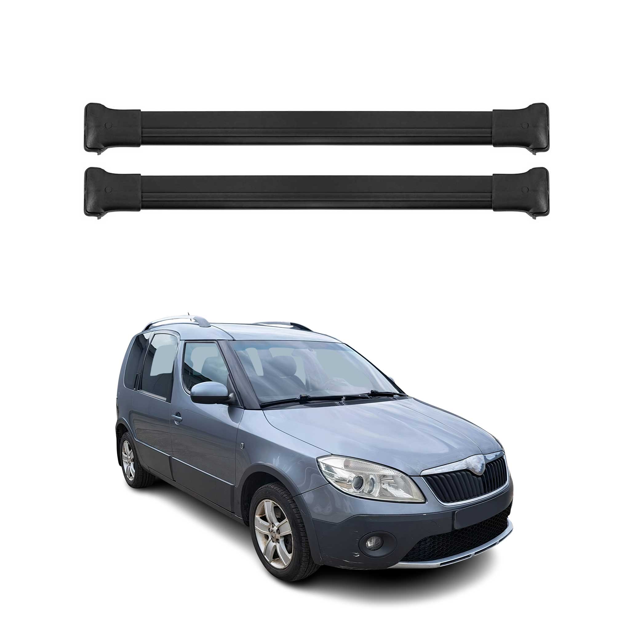 OMAC Barres de toit en aluminium pour Skoda Roomster 2006-2015 Noir 2Pcs TÜV