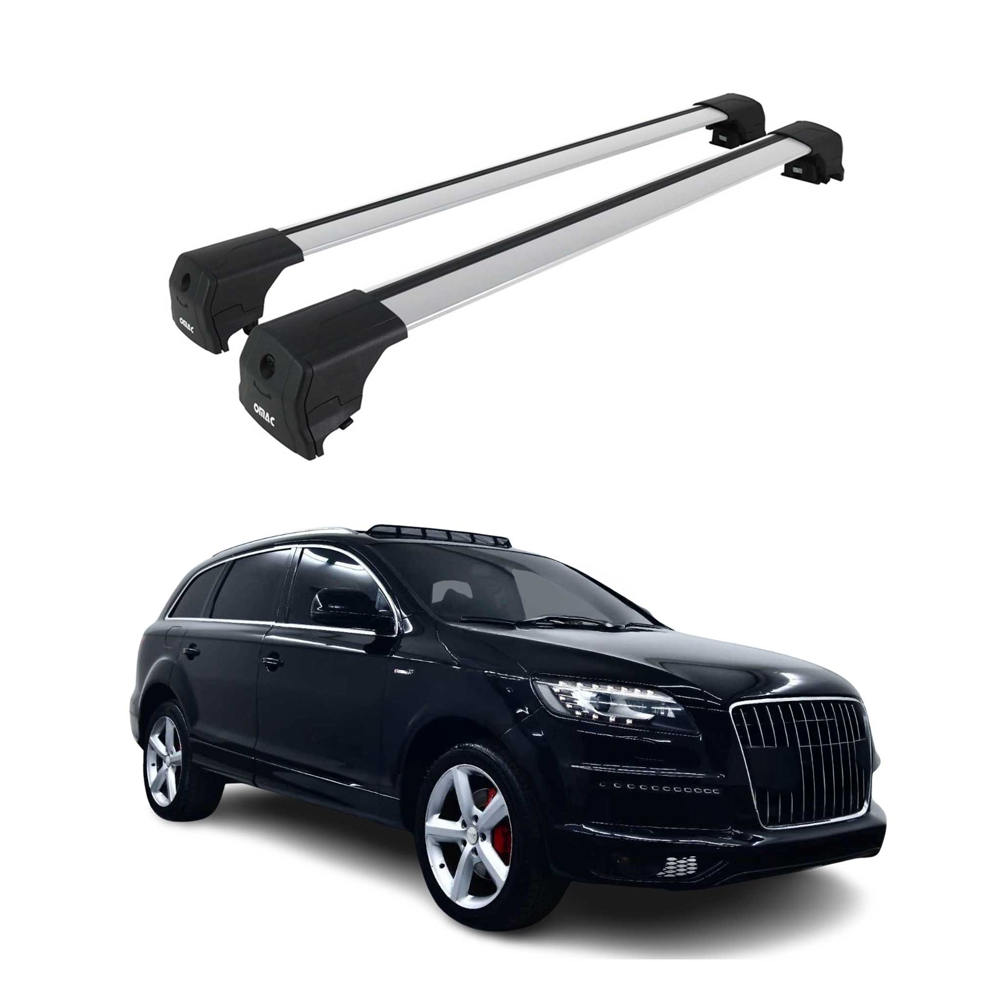 Barres de toit transversales pour Audi Q7 4LB 2006-2015 Aluminium Gris ABE
