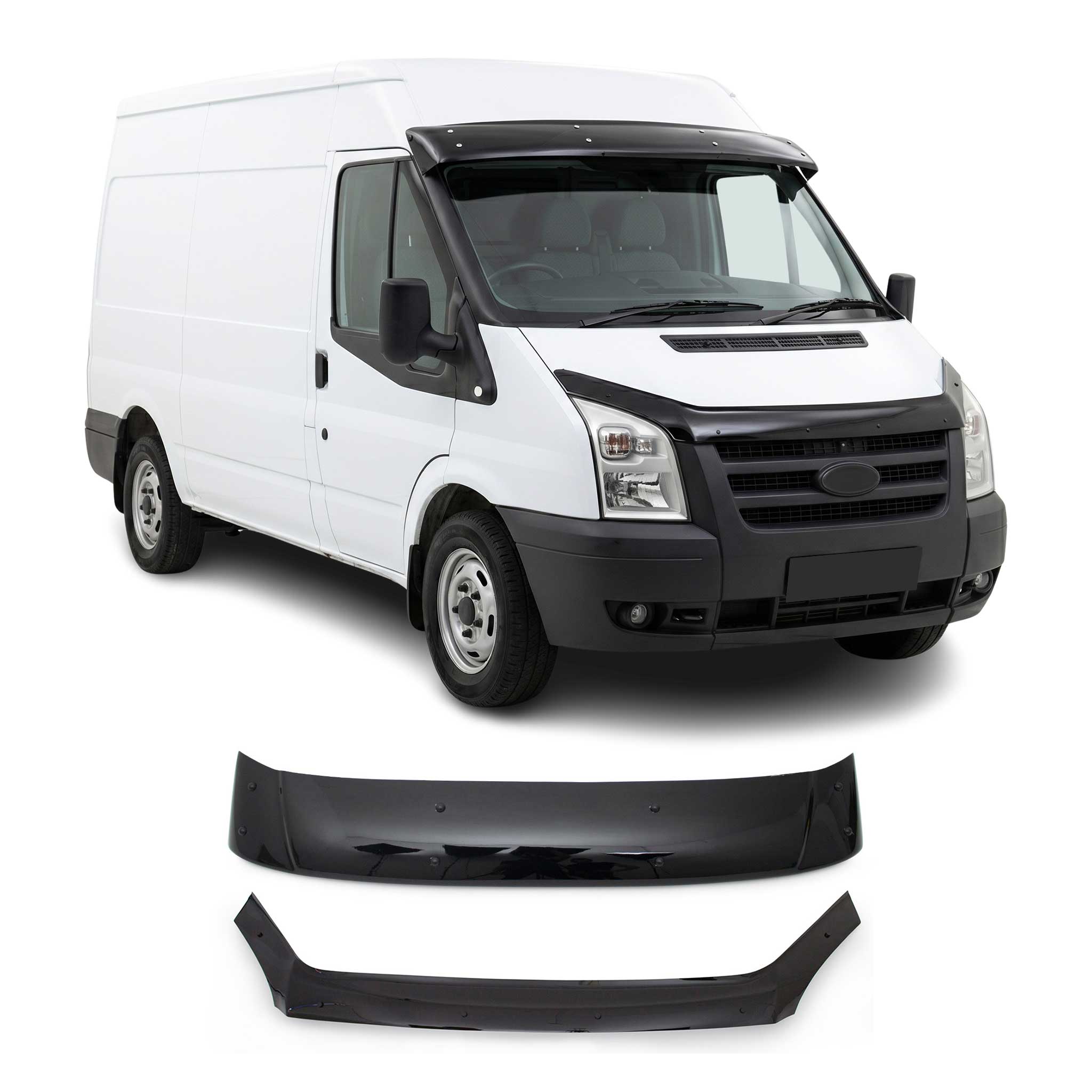 Set Déflecteur de Capot Visière Pare-brise pour Ford Transit 2006-2013 2x Acryl