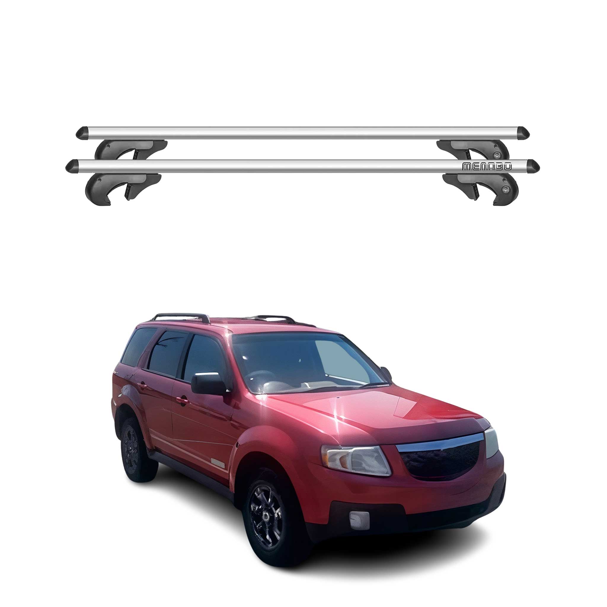 Barres de toit transversales pour Mazda Tribute 2007-2012 90kg Aluminium Gris