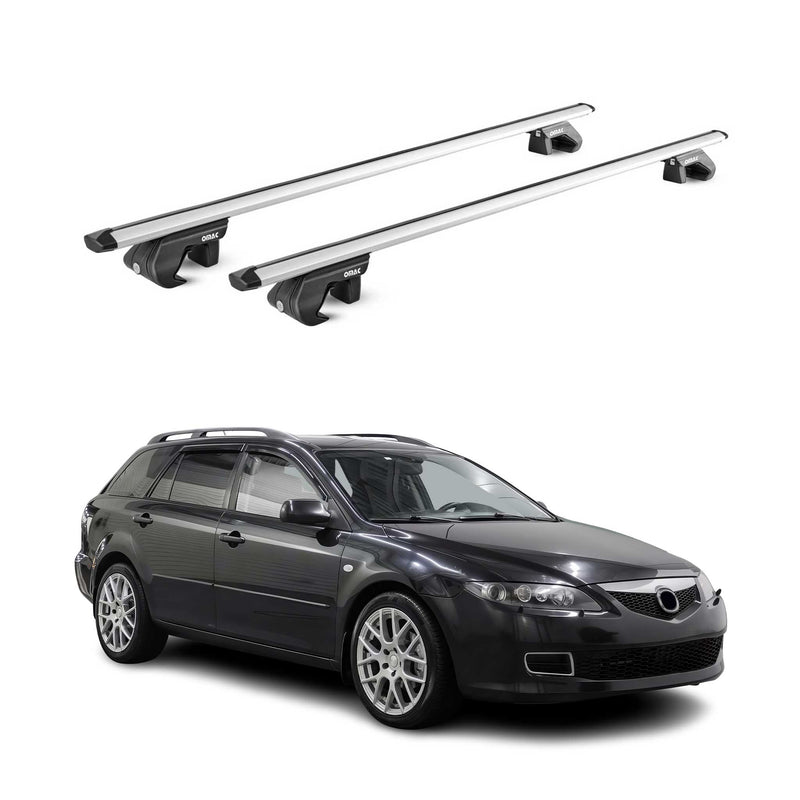 Barres de toit transversales pour Mazda 6 Break GY GH 2002-2013 Alu Gris 2x ABE