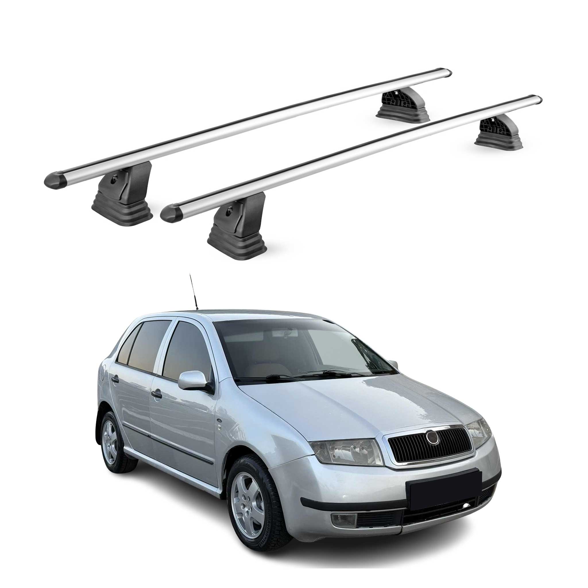 Barres de toit transversales Alu pour Skoda Fabia I 1999-2007 5Portes Gris 2Pcs