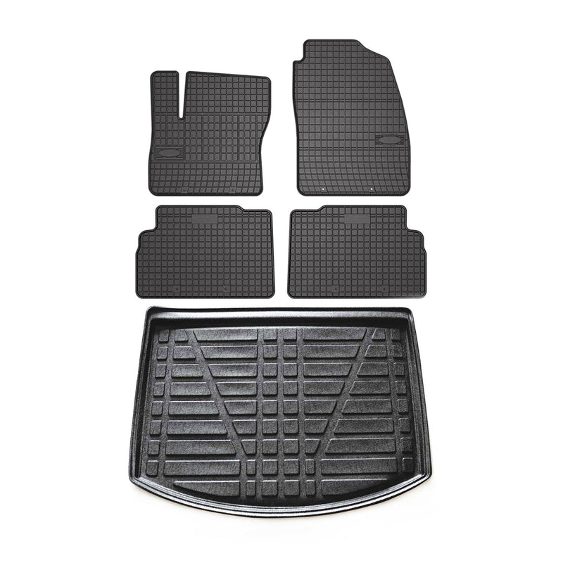 Kit Tapis de sol et coffre pour Ford C-Max 2010-2019 TPE Noir