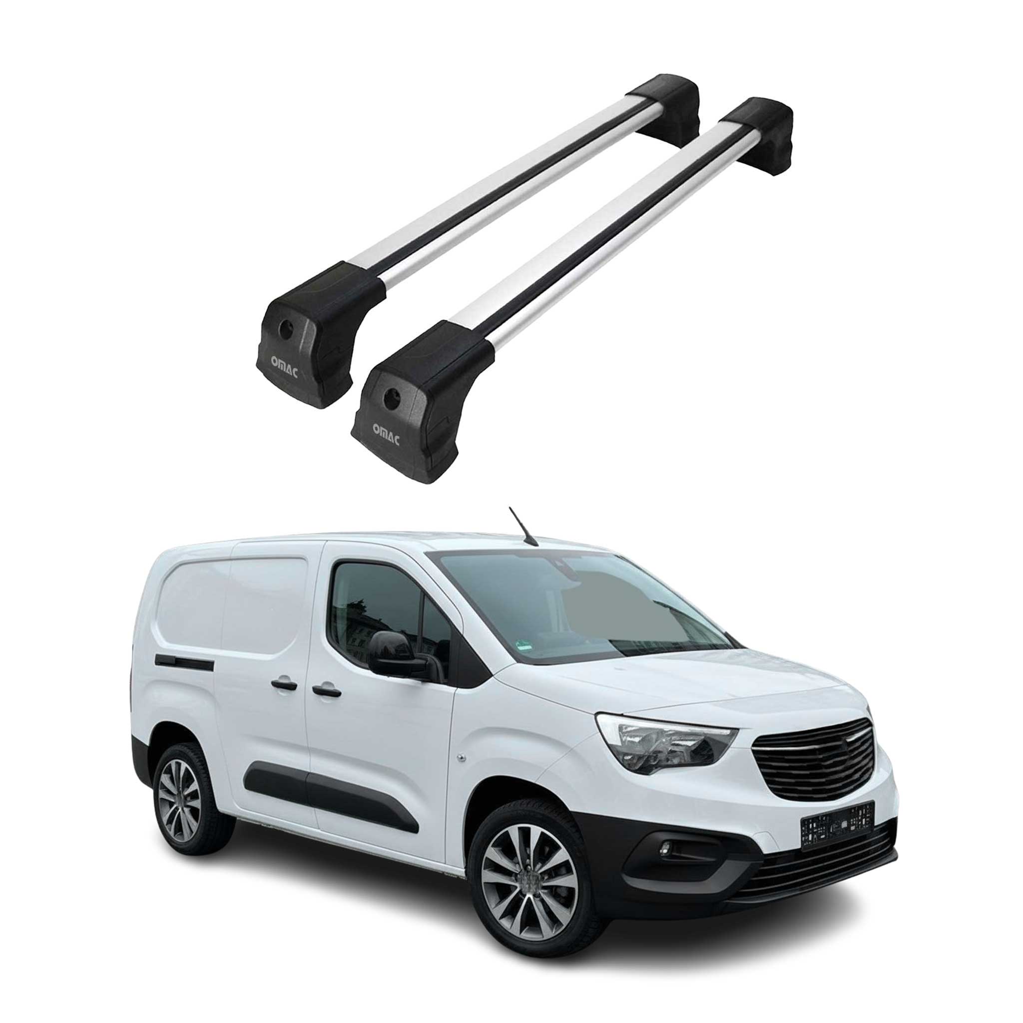 Barres de toit transversales pour Opel Combo E 2019-2026 Aluminium Gris 2Pcs