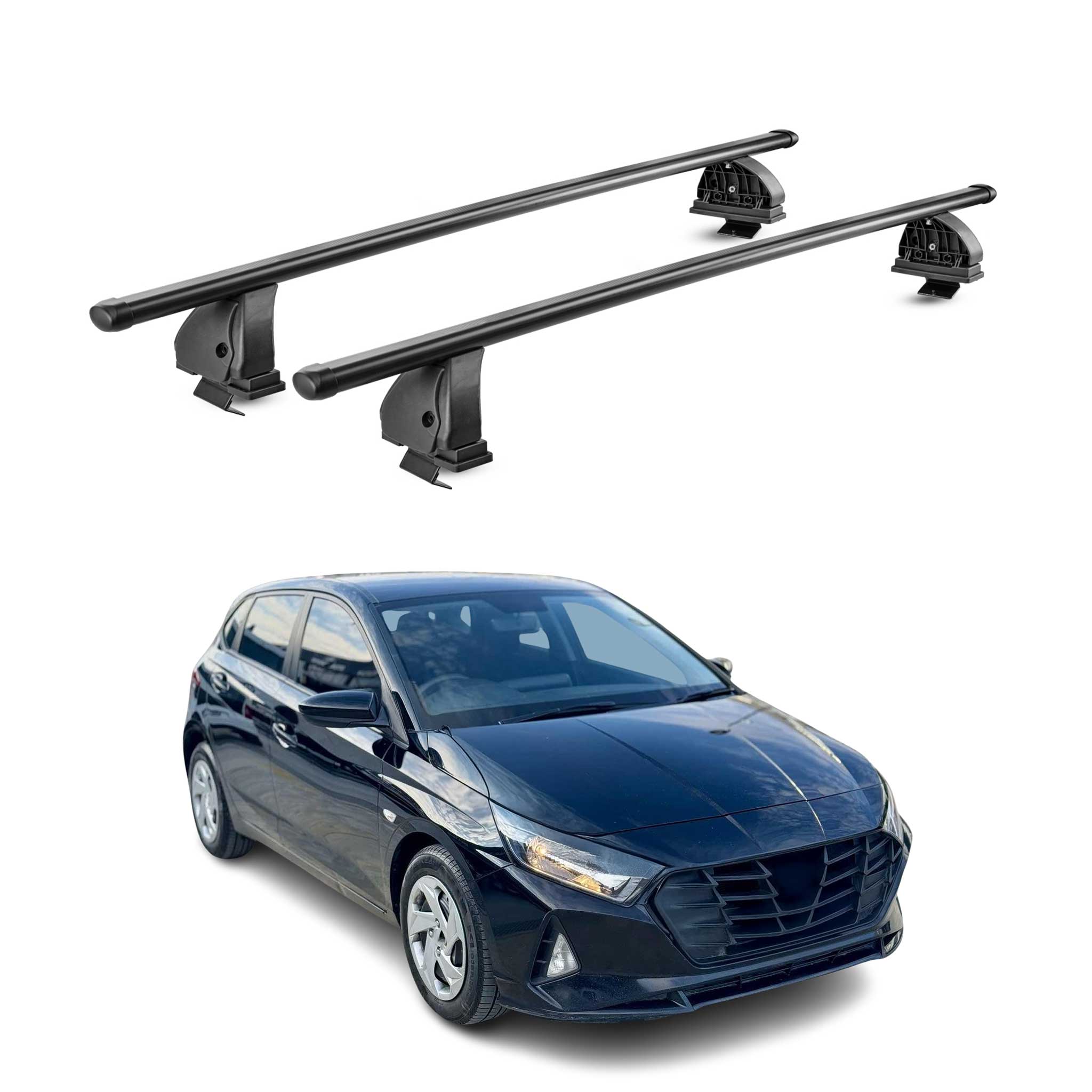 Barres de toit transversales acier pour Hyundai i20 III 2020-2026 TÜV Noir 2Pcs