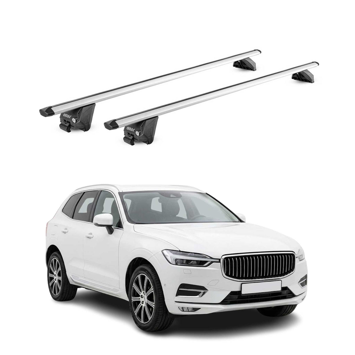 Barres de toit transversales pour Volvo XC60 II 2018-2026 Aluminium Gris ABE