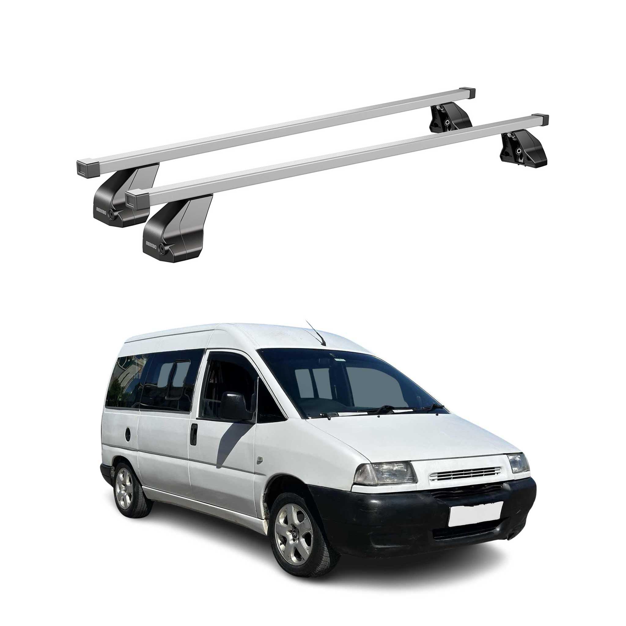 Barres de toit transversales pour Peugeot Expert 1994-2006 Acier Gris