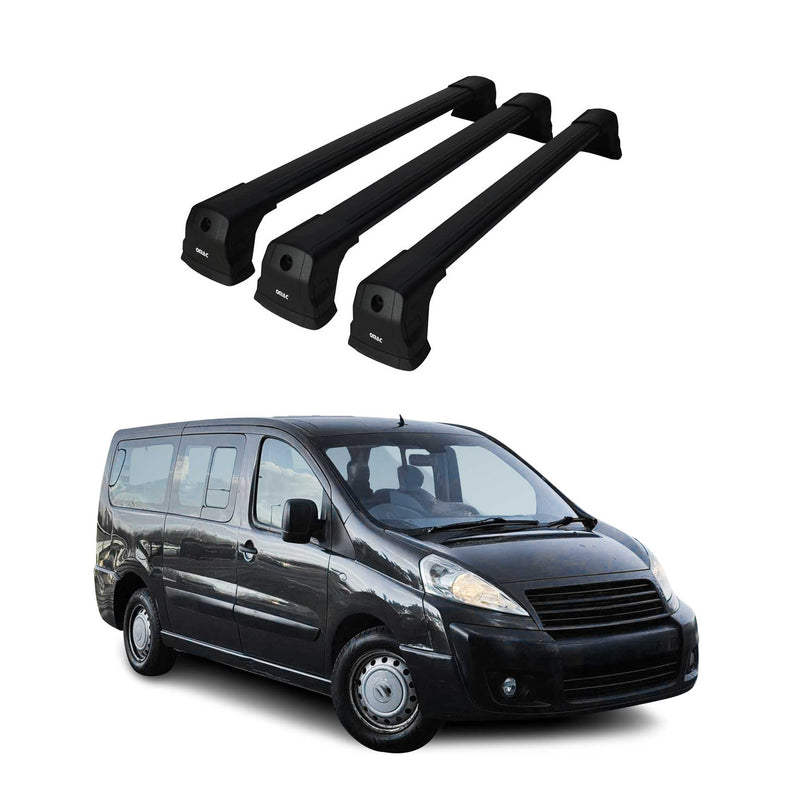 Barres De Toit Transversales pour Fiat Scudo 2006-2016 Alu Noir 3 Pcs