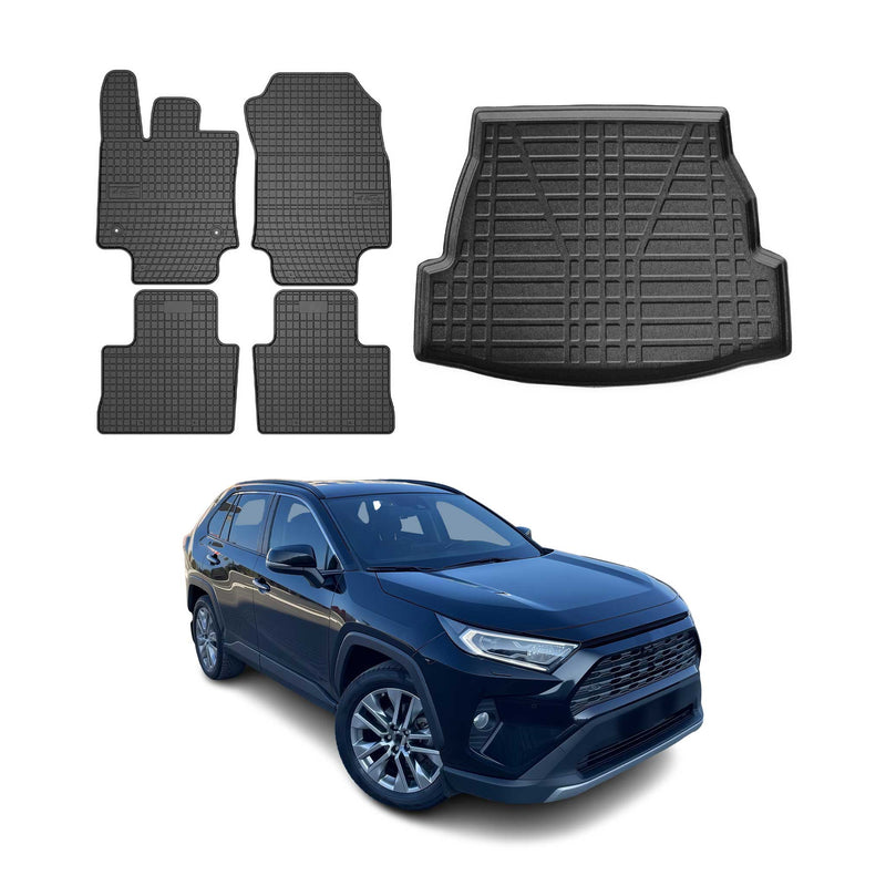 Kit Tapis de sol et coffre pour Toyota RAV4 2019-2024 TPE Noir