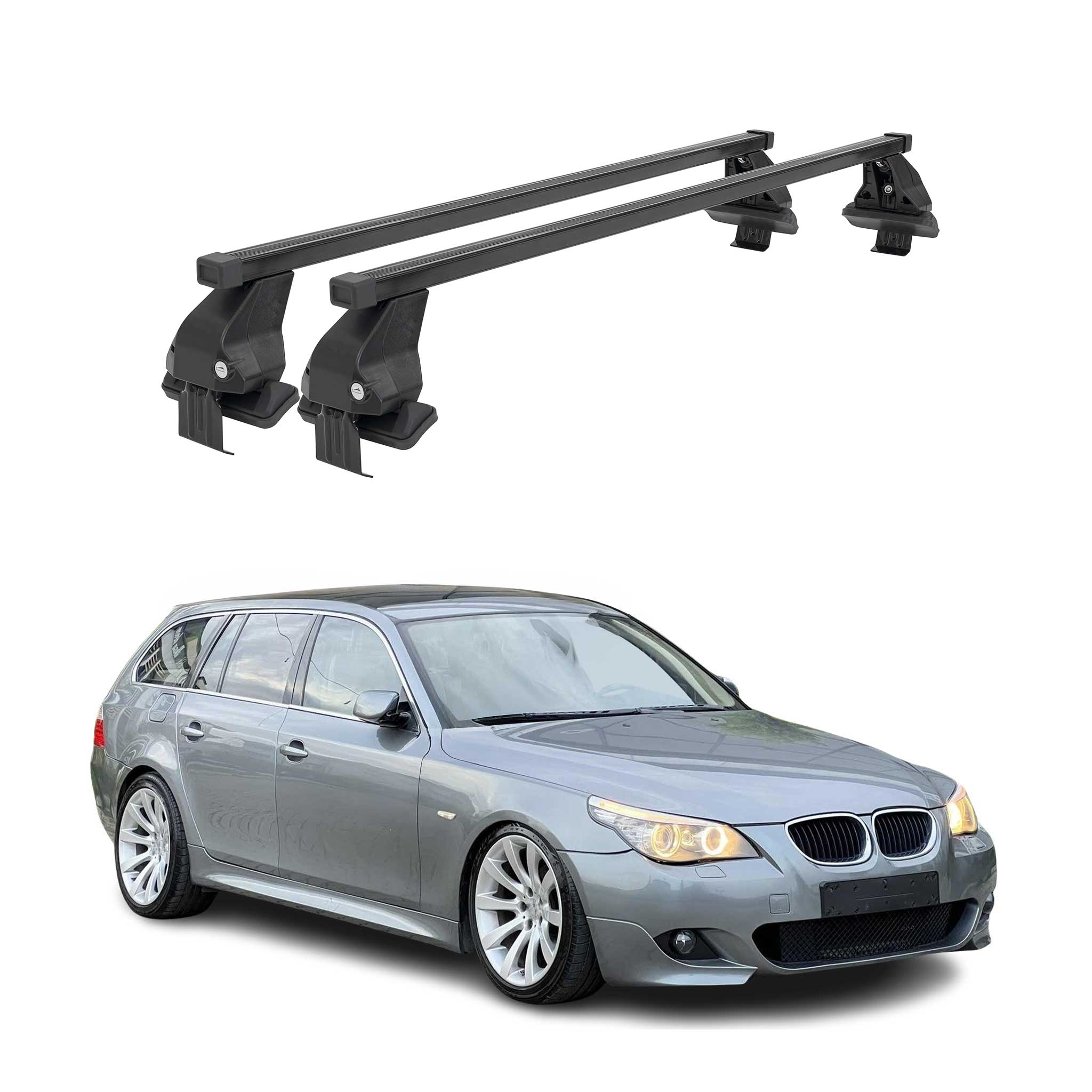 Barres de transversales Menabo pour BMW Série 5 E61 / M5 E61 2004-2010 Noir