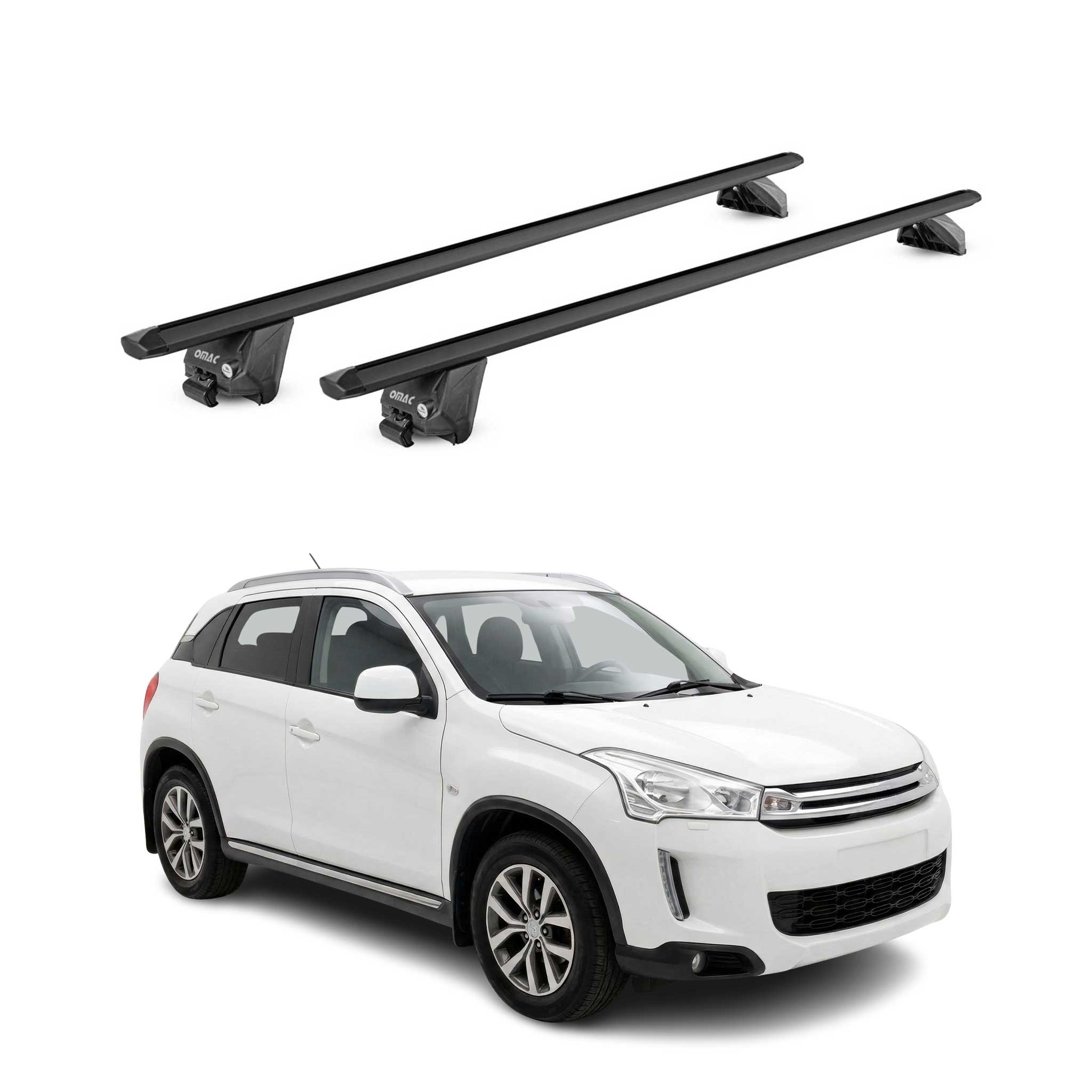 Barres de toit transversales pour Citroen C4 Aircross 2012-17 Noir 2 pièces ABE