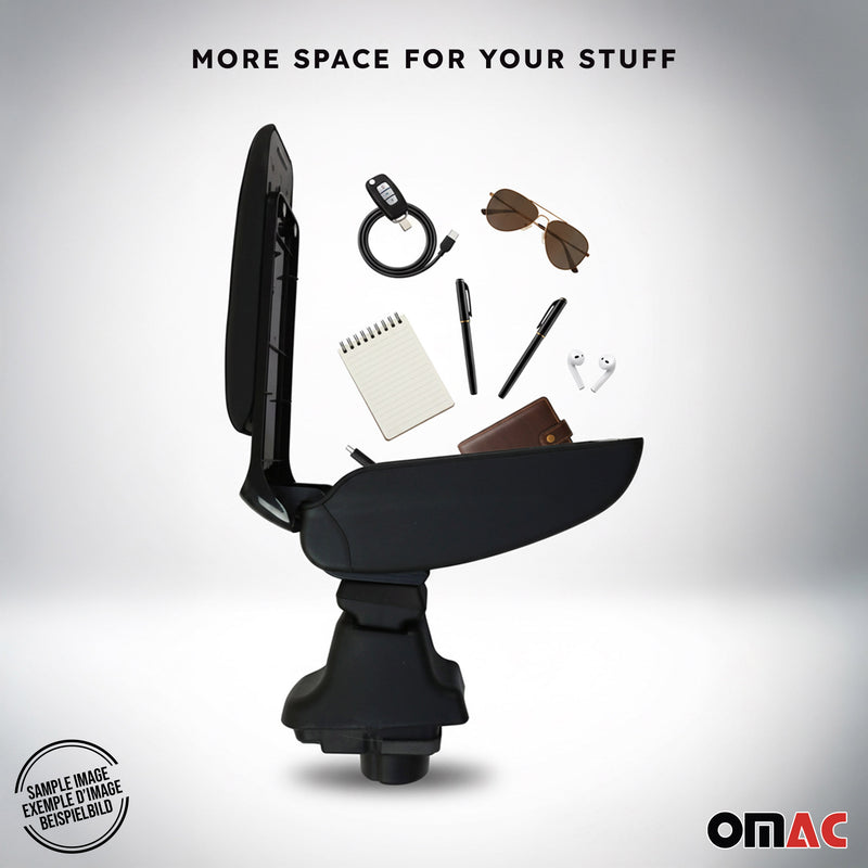 Accoudoir pour Fiat 500 500C 2007-2015 Vinyl Abs Noir Coulissant