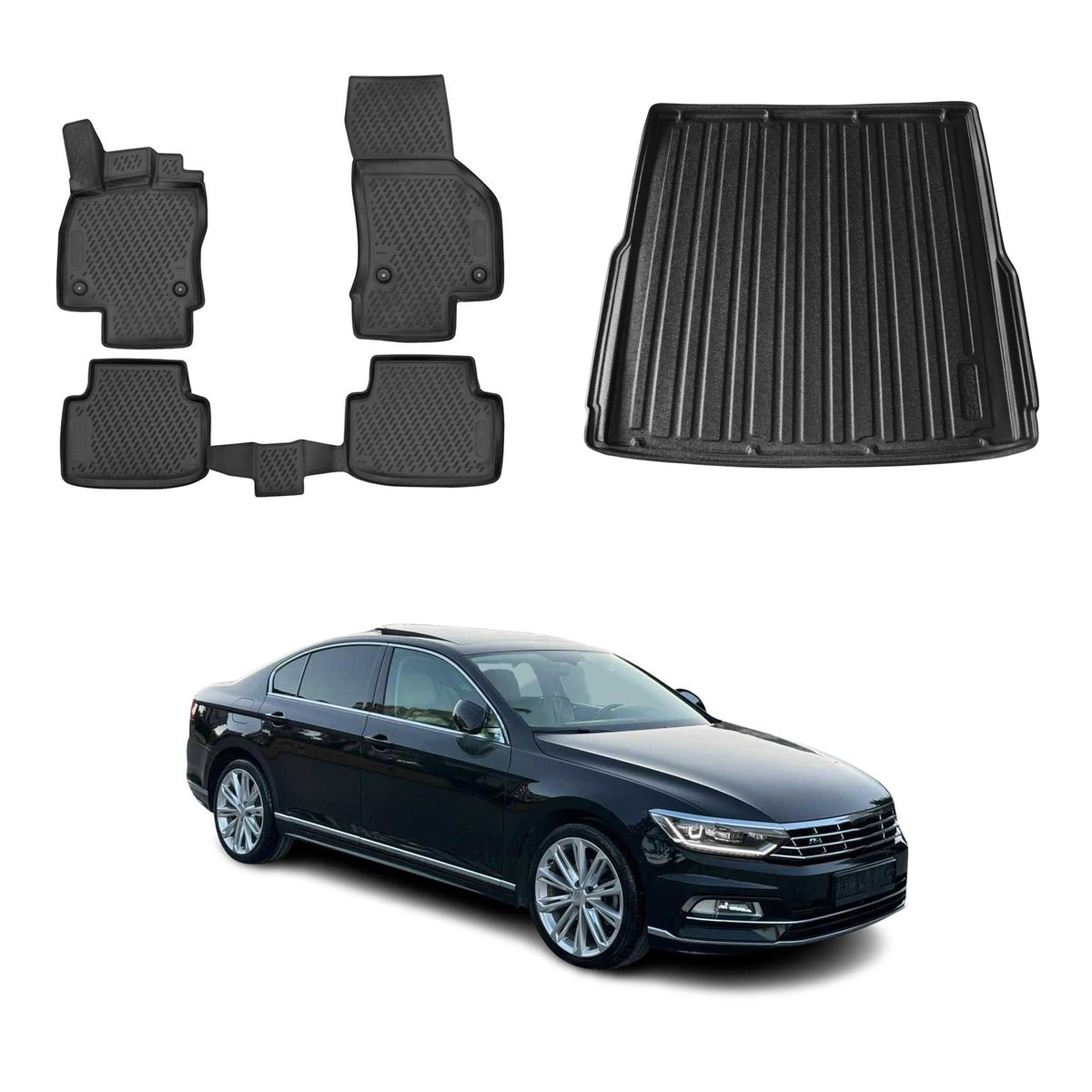 OMAC Kit Tapis de Sol et Coffre pour VW Passat B8 Break 2014-2023