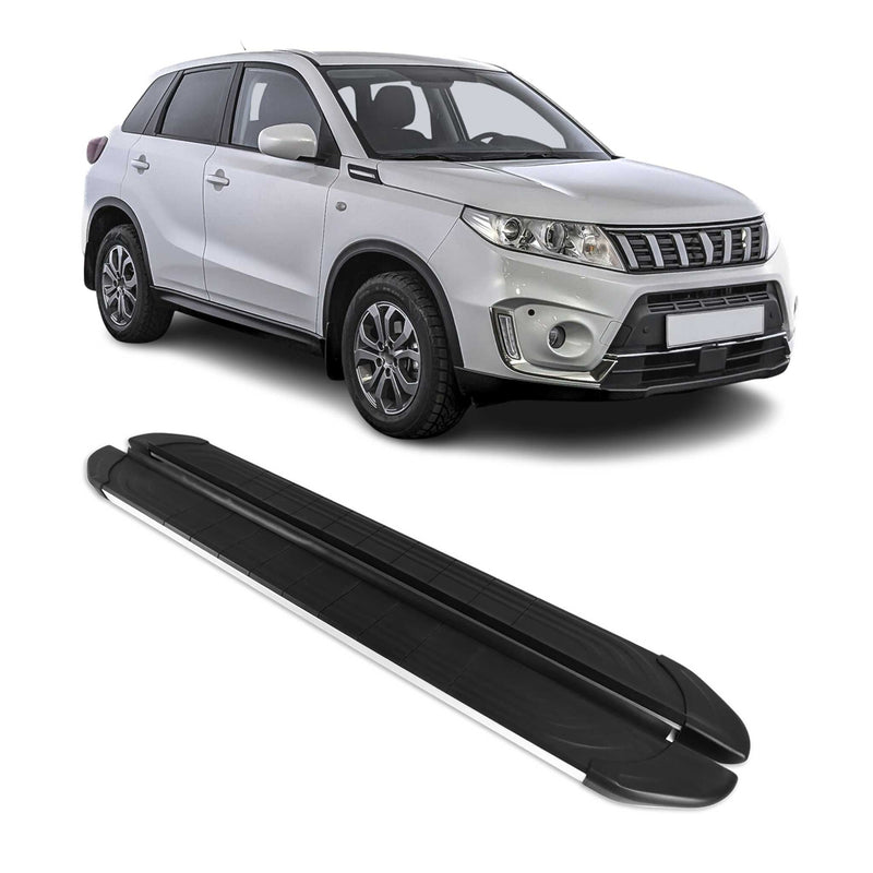 Marchepieds Latéraux pour Suzuki Vitara 2015-2024 Aluminium Gris Noir 2Pcs
