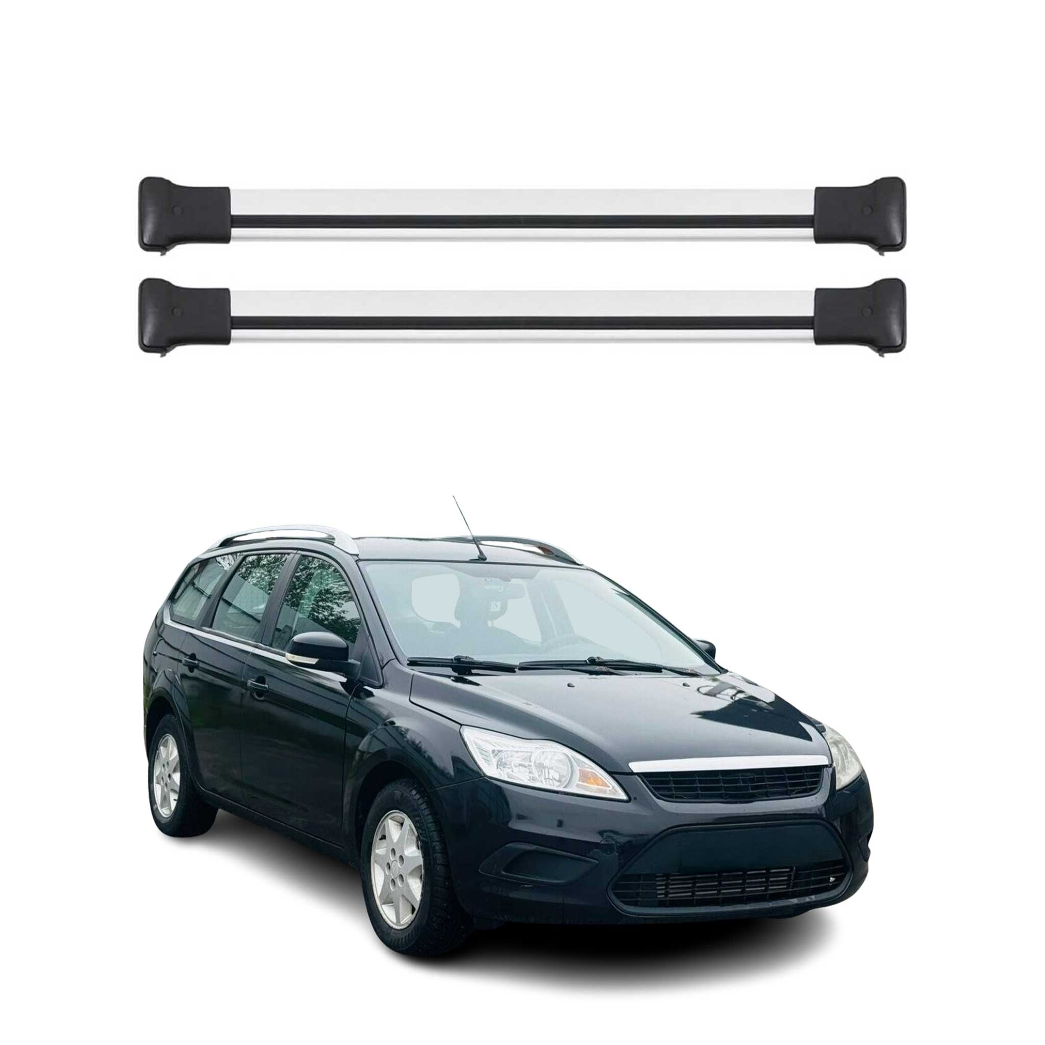 Barres de toit transversales pour Ford Focus II Break 2008-2011 FL Alu Gris 2x