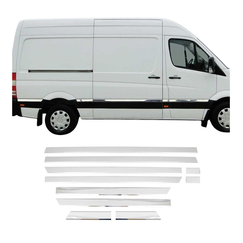 Baguettes de porte pour Mercedes Sprinter W906 2006-2018 inox chrome L3 Long