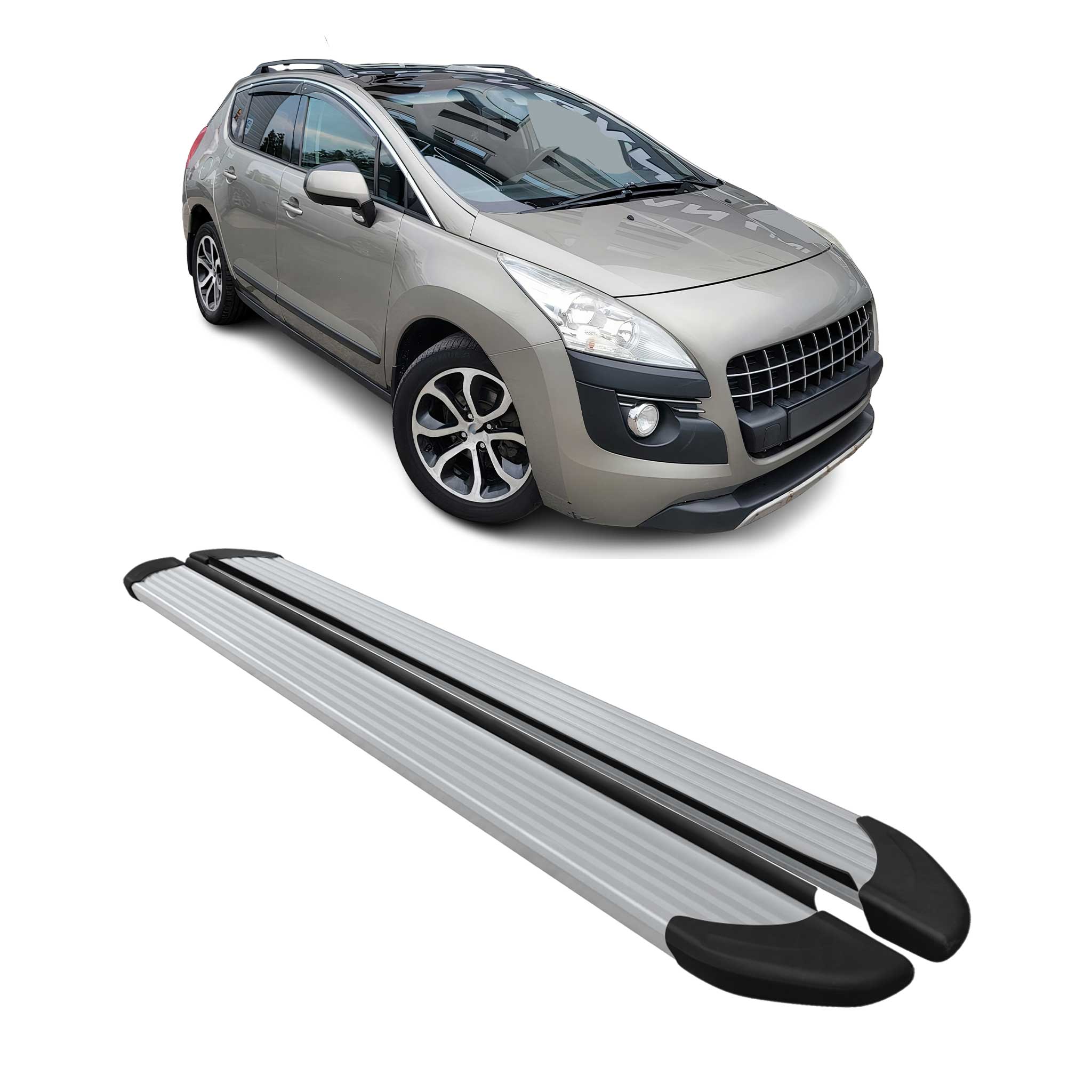 Marchepieds Latéraux pédale pour Peugeot 3008 2009-2016 Aluminium Argent 2Pcs