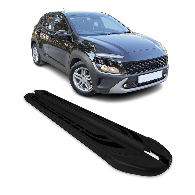 Marchepieds Latéraux pédale pour Hyundai Kona 2018-2024 Aluminium Noir 2Pcs