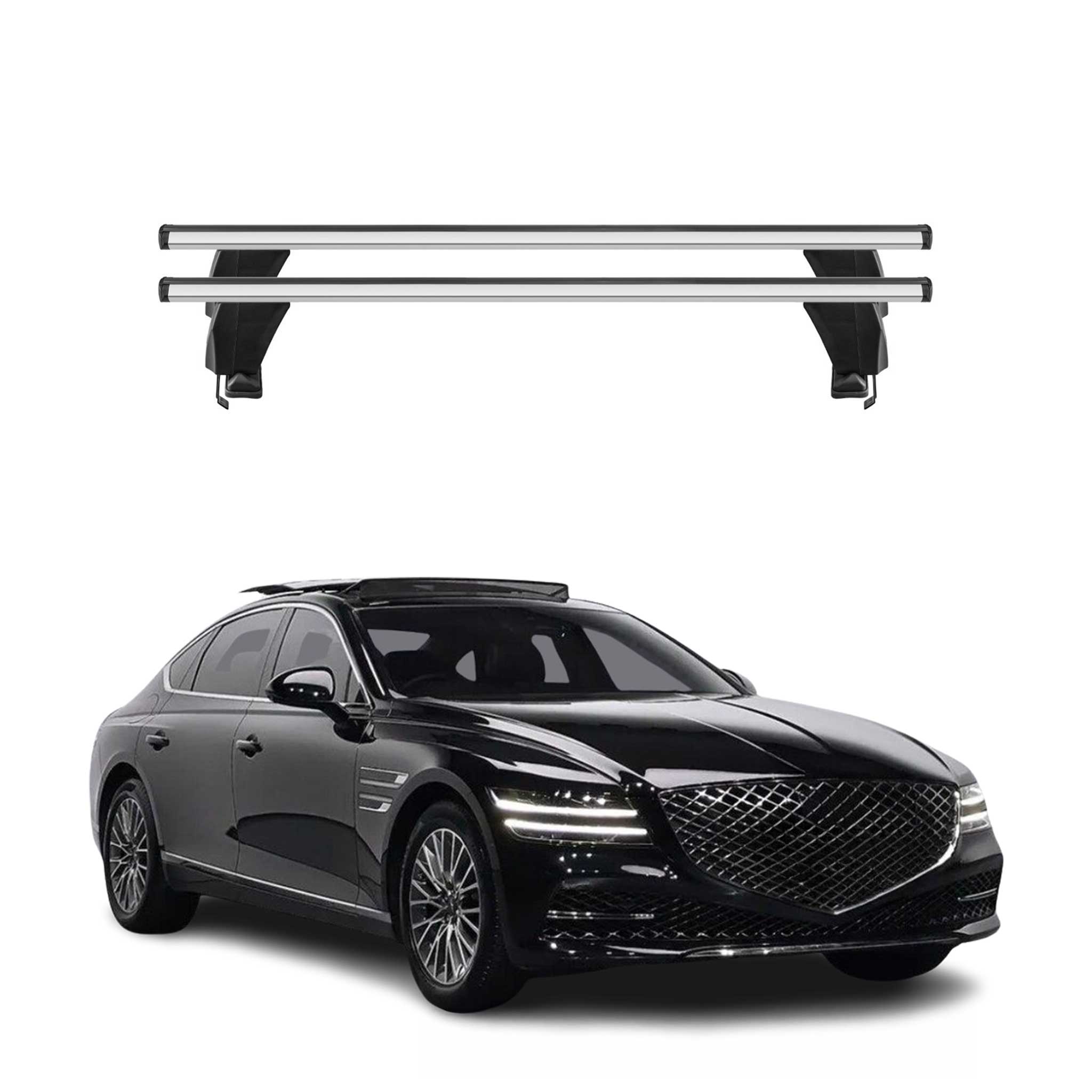 Menabo Barres de toit transversales pour Genesis G80 2017-2020 Alu Gris 2x