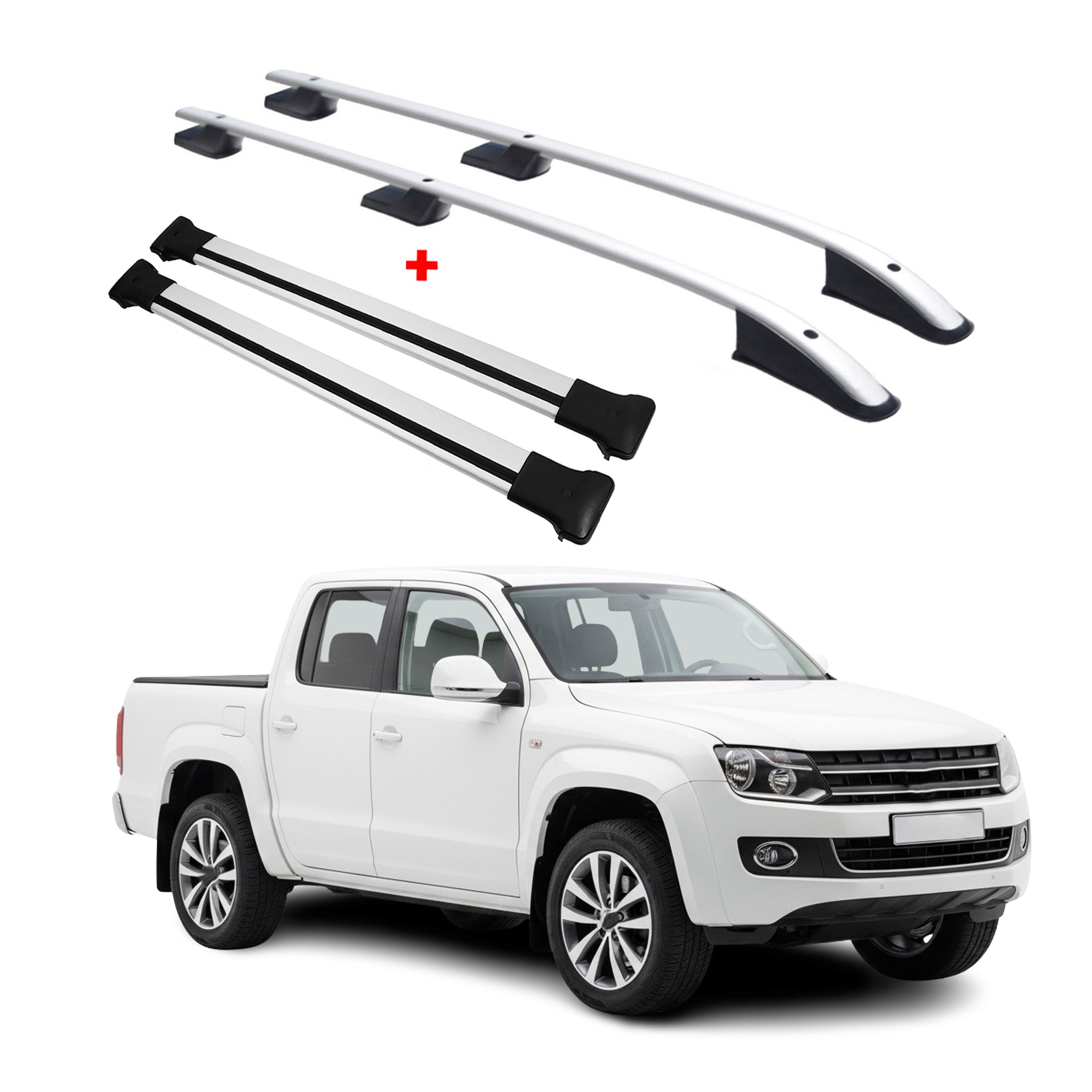 Kit Barres de toit pour VW Amarok 2010-2021 Gris Alu 4x