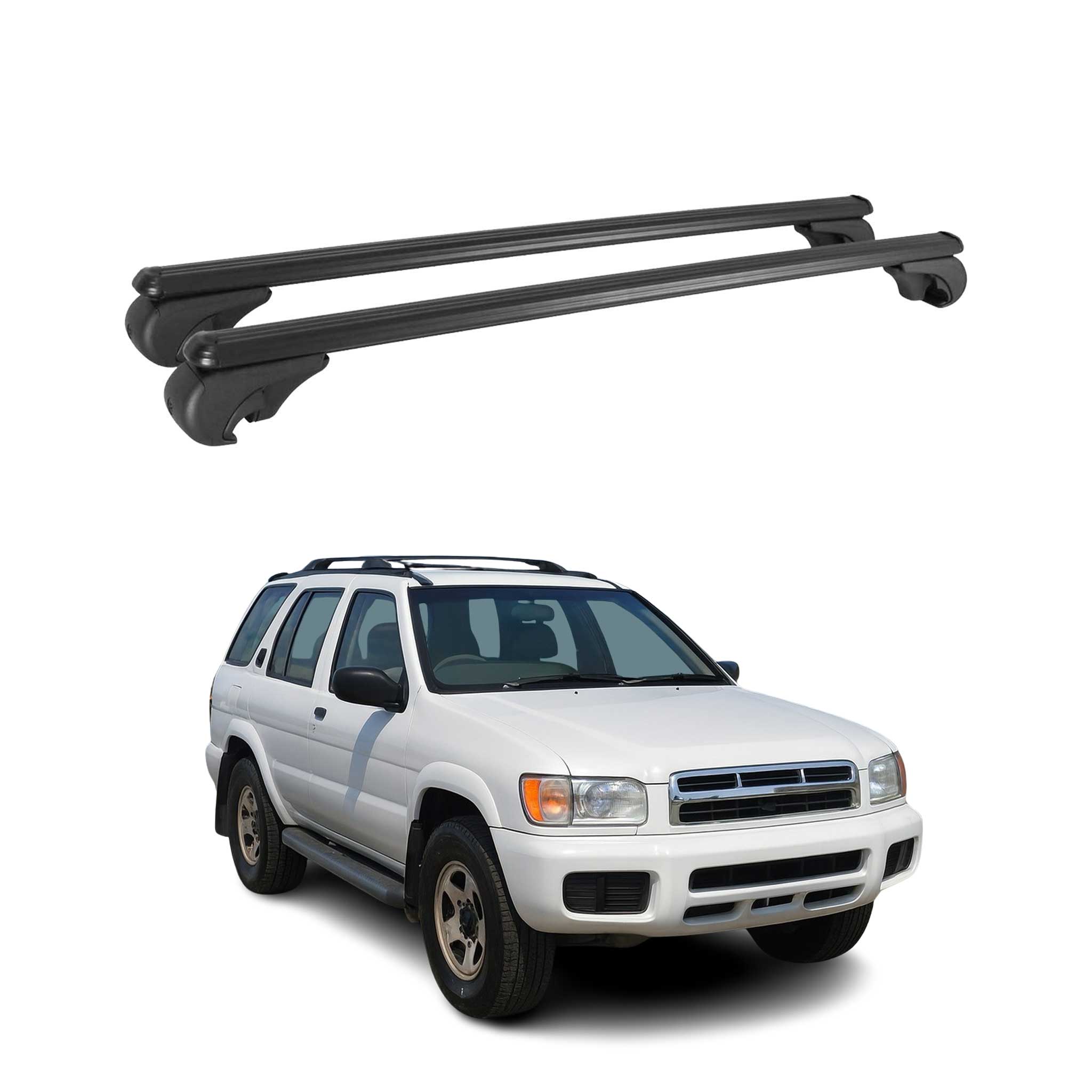 Barres de toit Transversales pour Nissan Pathfinder R50 1996-2004 Aluminium Noir