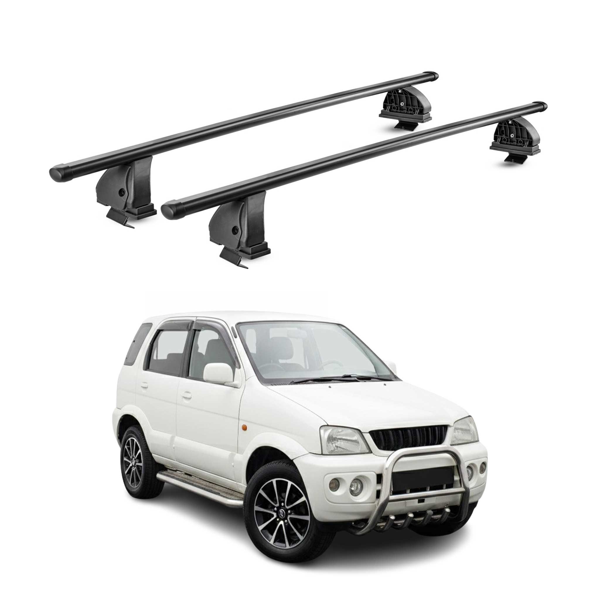 Barres de toit transversales acier pour Daihatsu Terios I 1997-2005 TÜV Noir 2x
