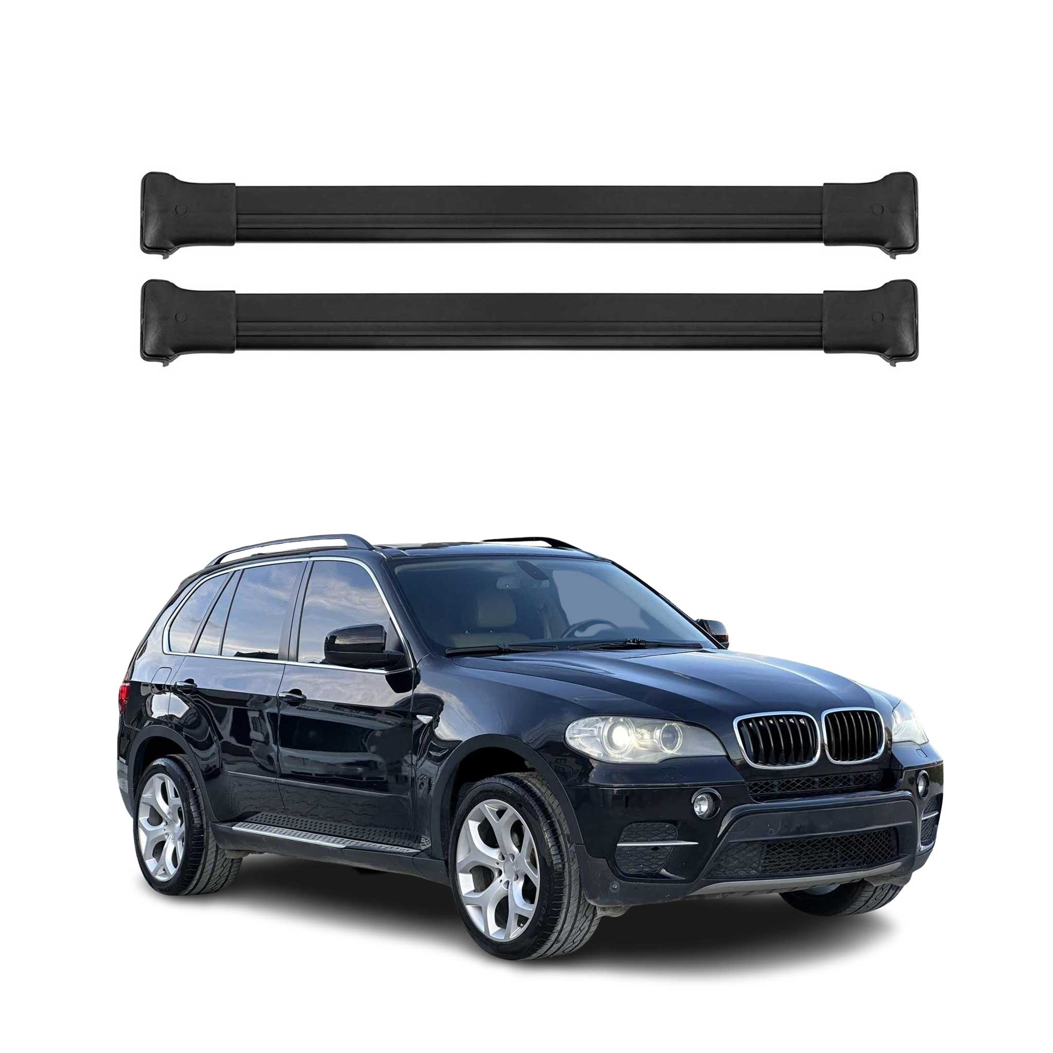 Barres de toit transversales pour BMW X5 E70 2006-2013 Aluminium Noir 2Pcs