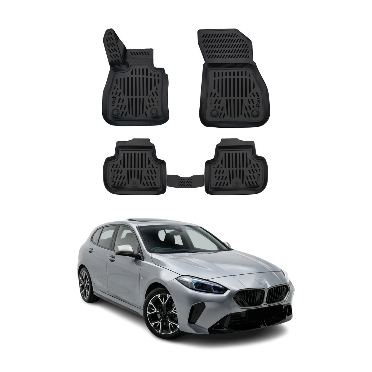Tapis de sol pour BMW 1 Série F40 F70 2019-2027 Noir 3D en Caoutchouc TPE 4Pcs