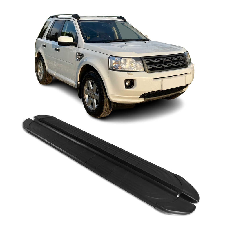 Marchepieds Latéraux pédale pour Land Rover Freelander 2006-2014 2Pcs Alu Noir