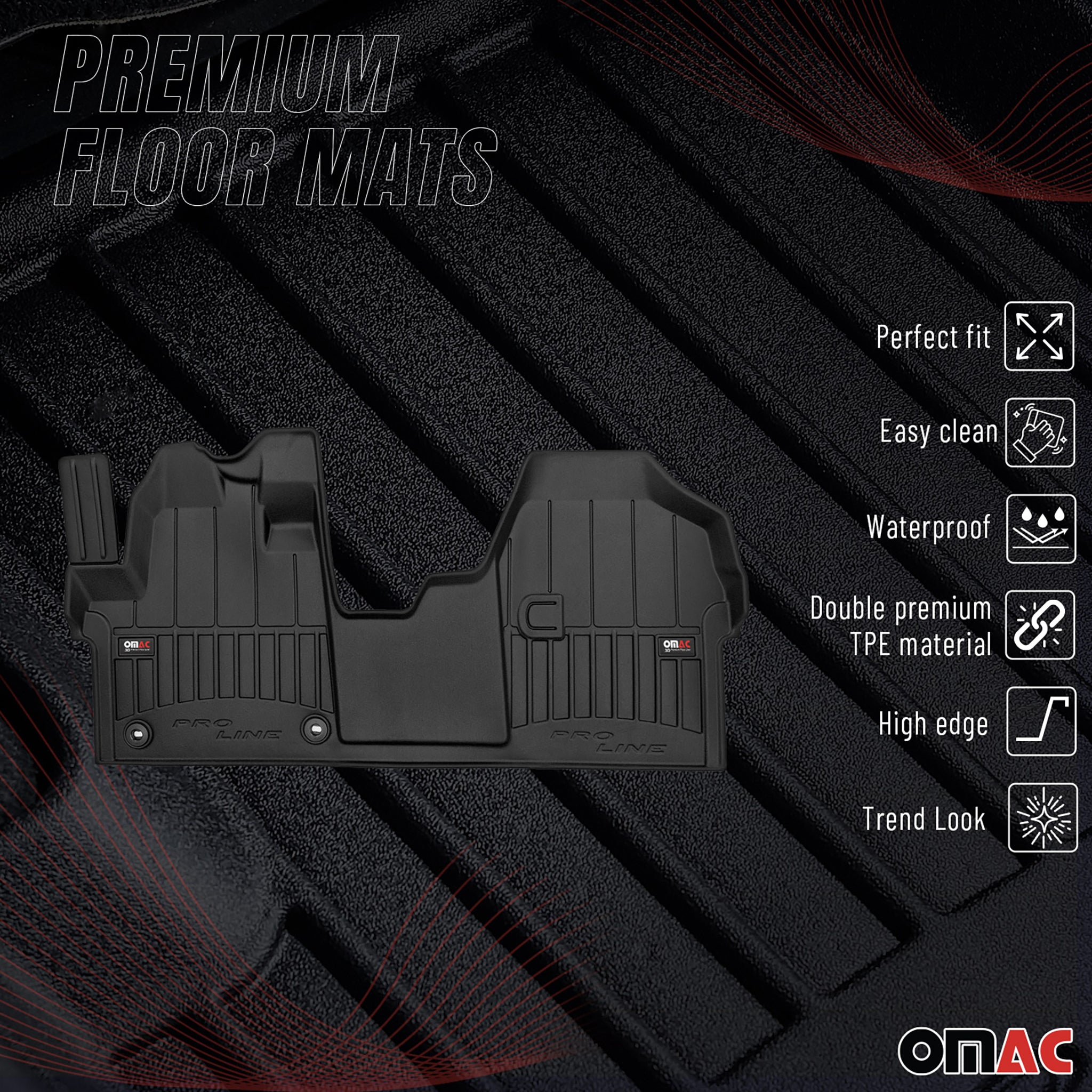 Tapis de Sol pour Toyota Proace 2016-2026 Caoutchouc TPE Noir