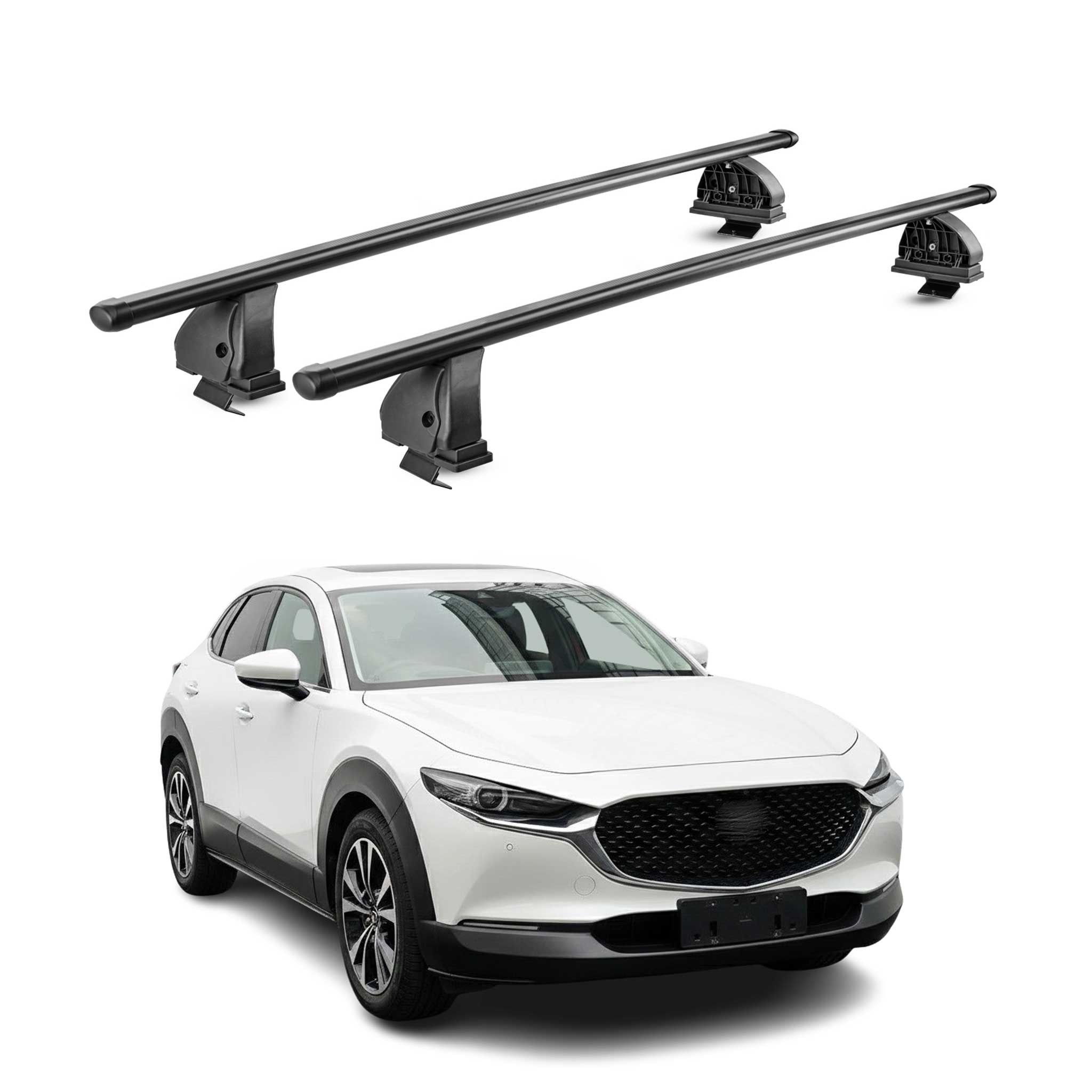 Barres de toit transversales acier pour Mazda CX-30 2020-2026 TÜV 75 kg Noir 2x