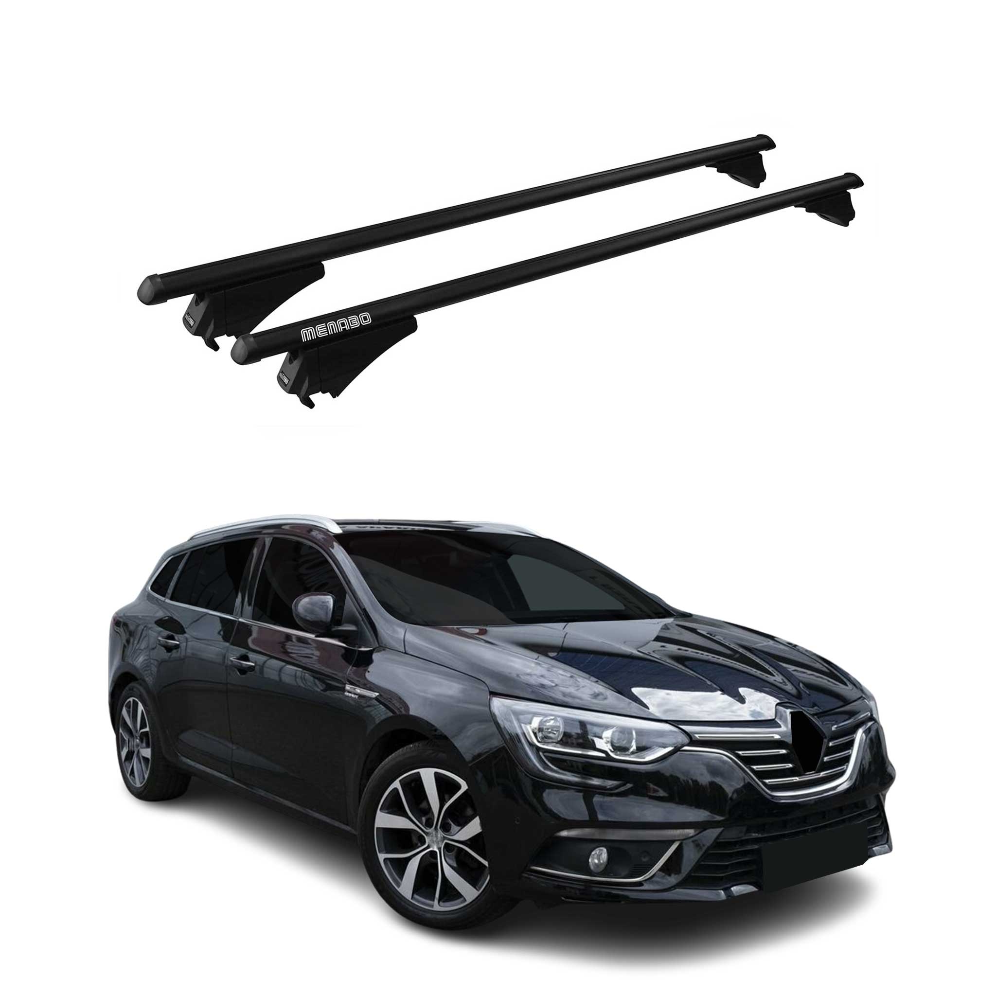 Barres de toit transversales pour Renault Megane IV Grandtour 2016-2022 Alu Noir