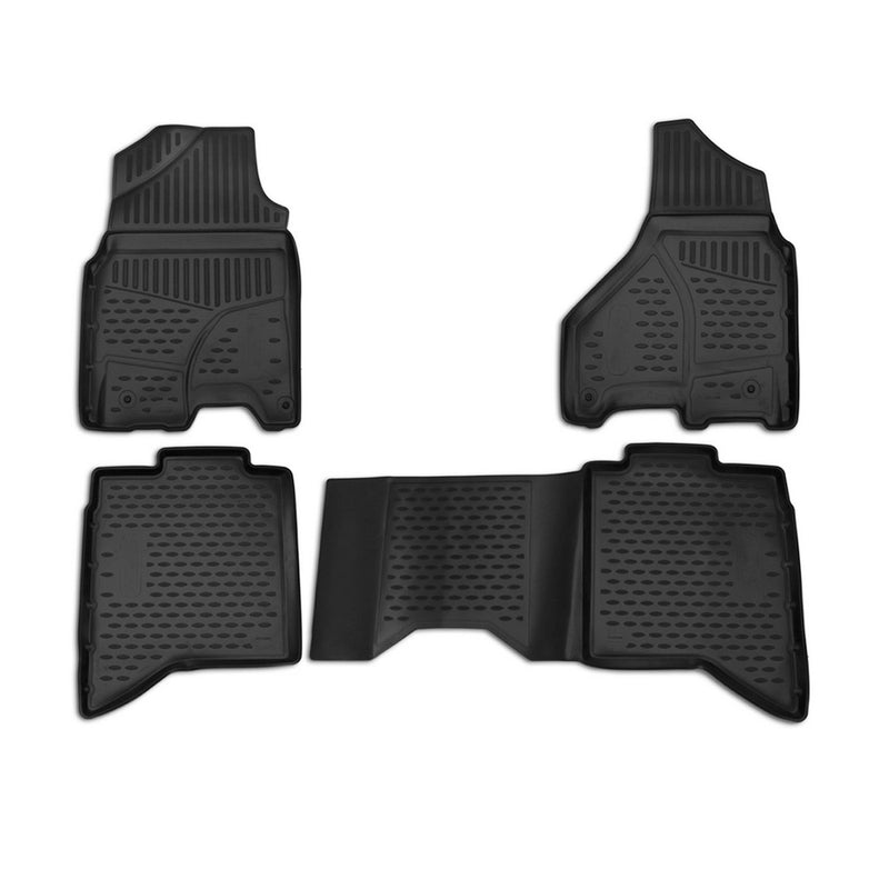 Tapis de sol pour Dodge Ram 2017-2024 Crew Cab en caoutchouc TPE 3D Noir 4Pcs