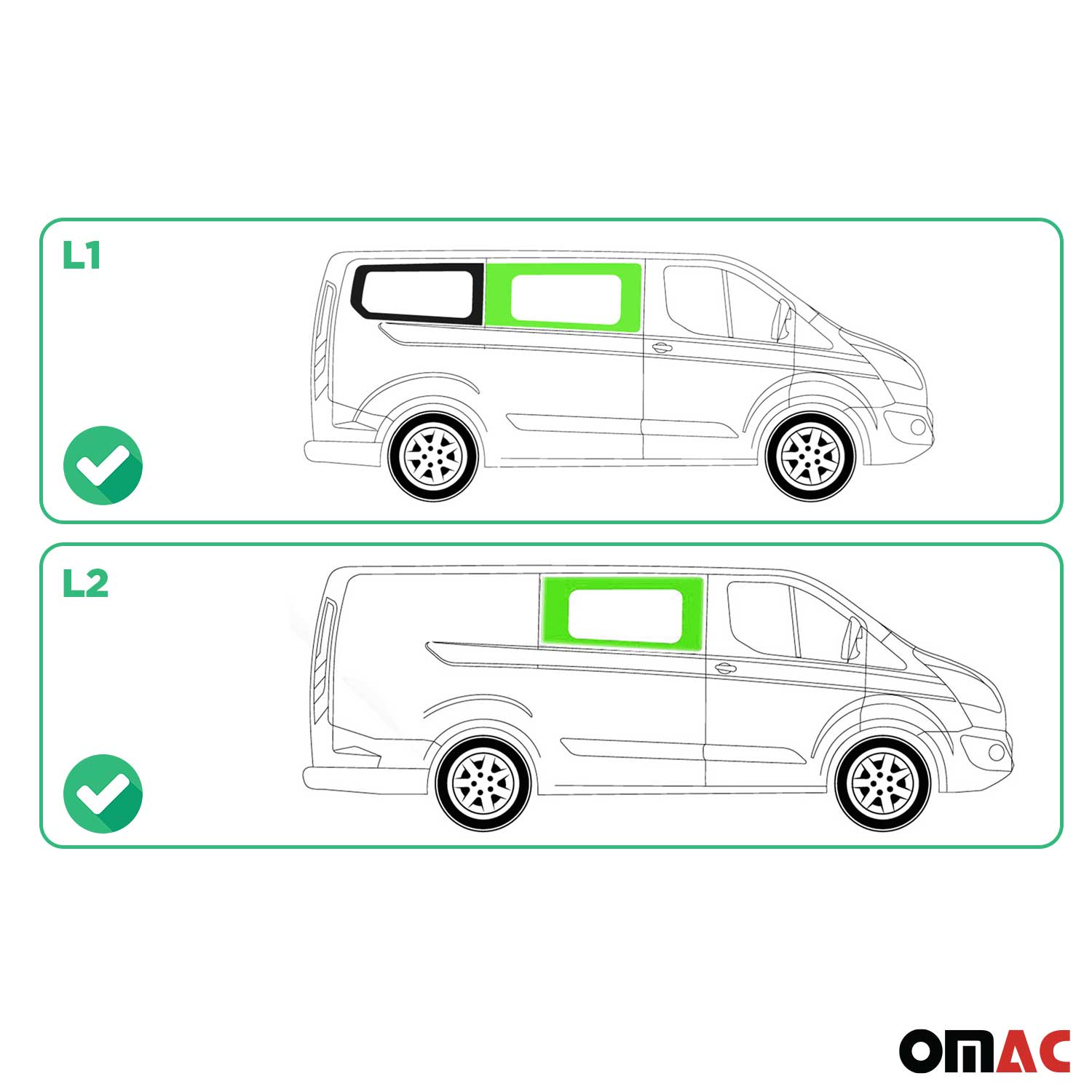 Vitre Porte pour Ford Transit Custom 2013-2024 L1/L2 Droit non coulissante
