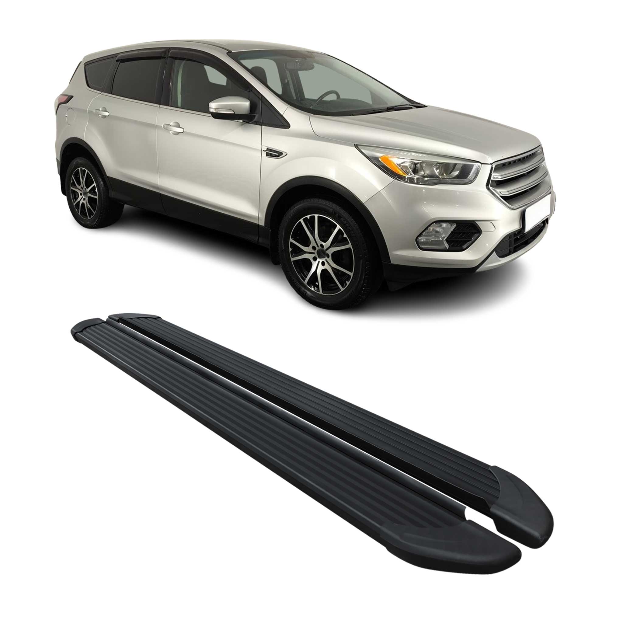 Marchepieds Latéraux pédale pour Ford Kuga II 2012-2019 Aluminium Noir 2Pcs