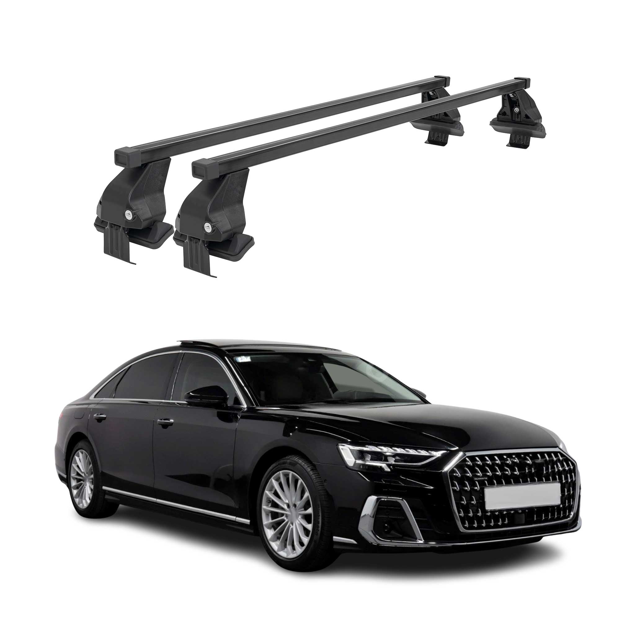 Barres de toit transversales Menabo pour Audi A8 S8 D5 2017-2025 Noir