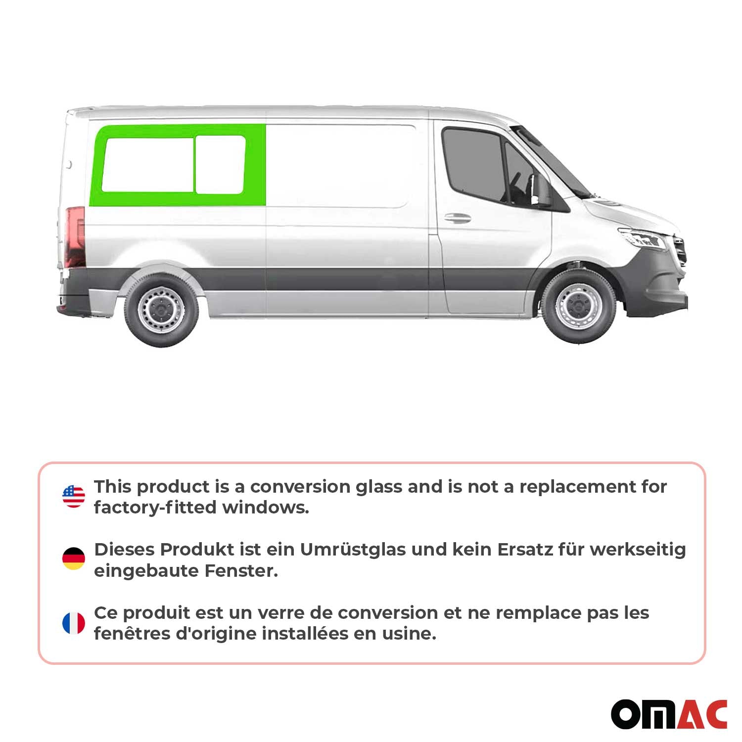 Vitre Porte pour Mercedes Sprinter W907 2018-2026 Long L2 Droit non coulissante