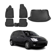 Kit Tapis de sol et coffre pour Ford Fiesta 2001-2008 en Caoutchouc TPE Noir