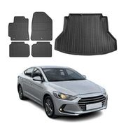 Kit Tapis de sol et coffre pour Hyundai Elantra 2015-2020 TPE Noir