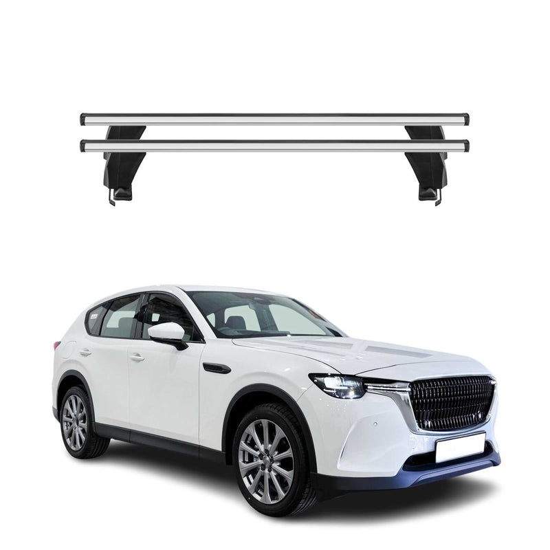 Menabo Barres de toit transversales pour Mazda CX-60 2022-2025 Alu Gris 2Pcs