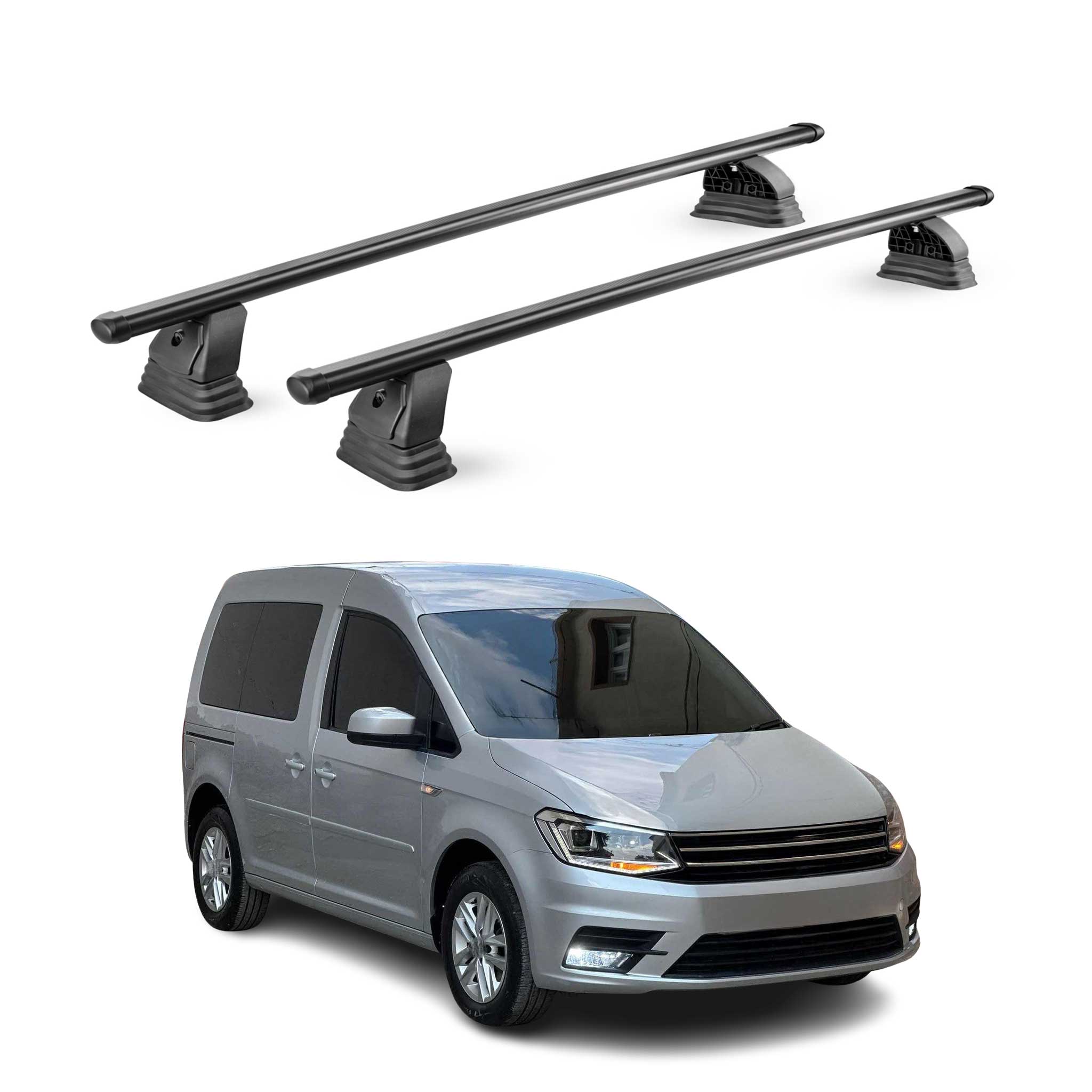 Barres de toit transversales acier pour VW Caddy 2015-2020 TÜV 75 kg Noir 2Pcs