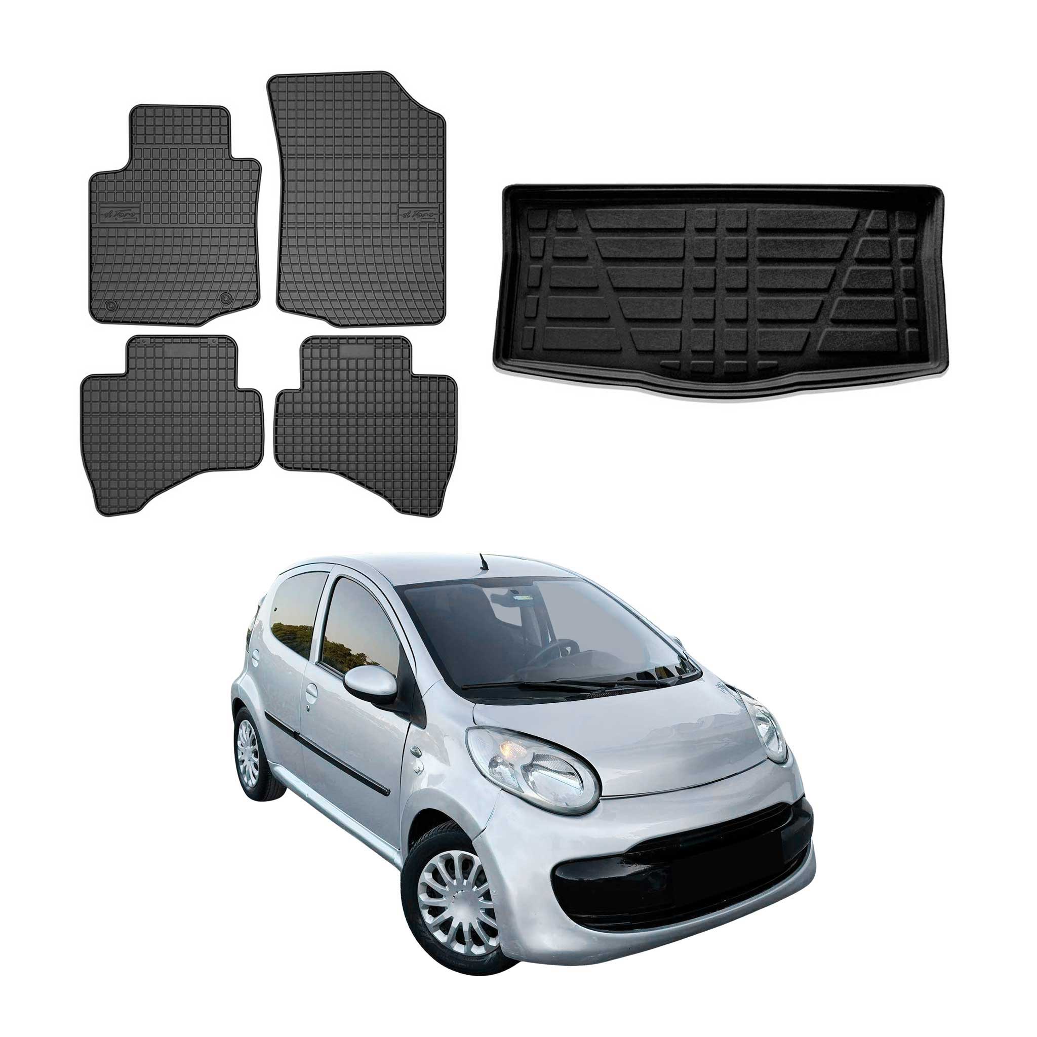 Kit Tapis de sol et coffre pour Citroen C1 2005-2014 TPE Noir