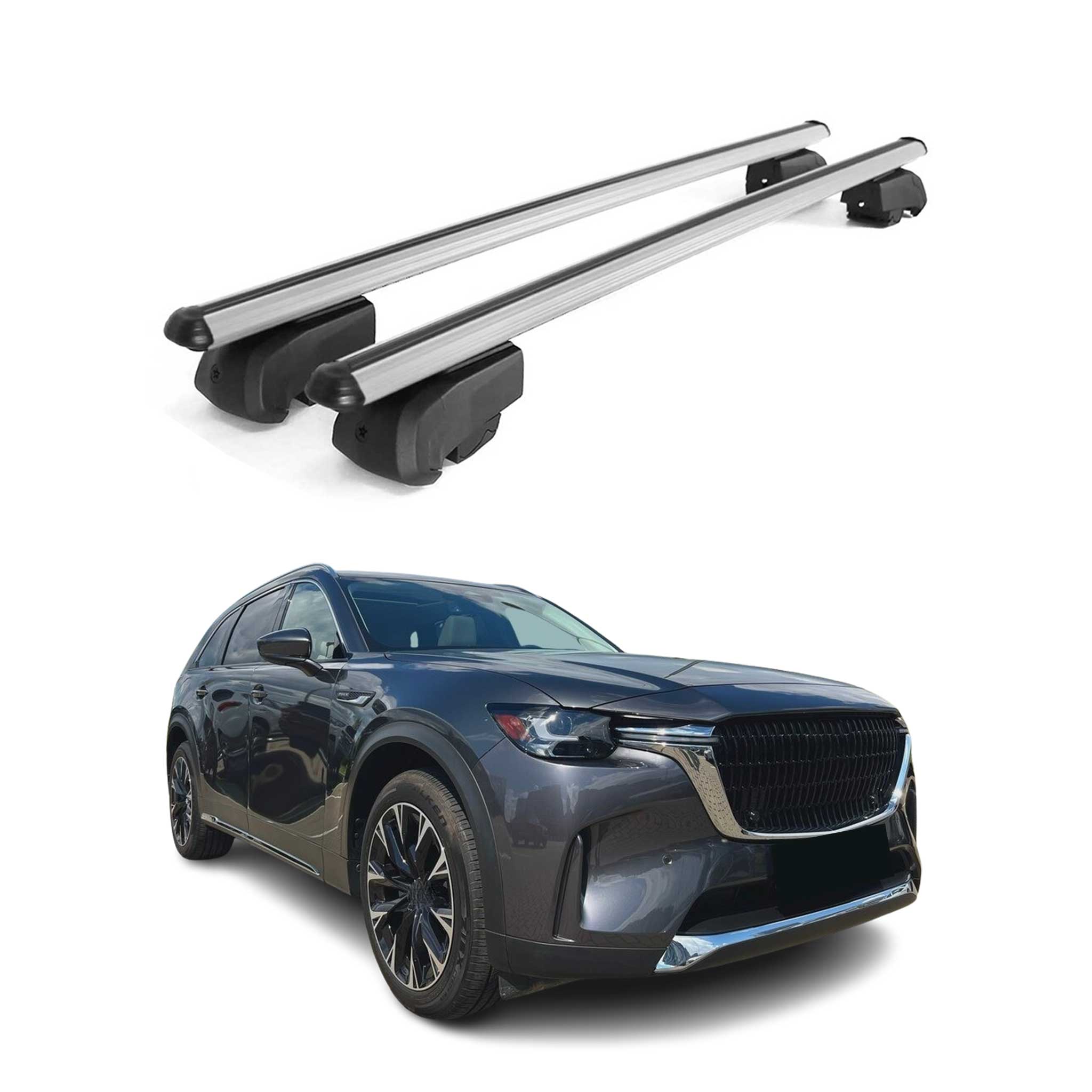 Barres de toit Transversales pour Mazda CX-90 2025 ABE Aluminium Gris
